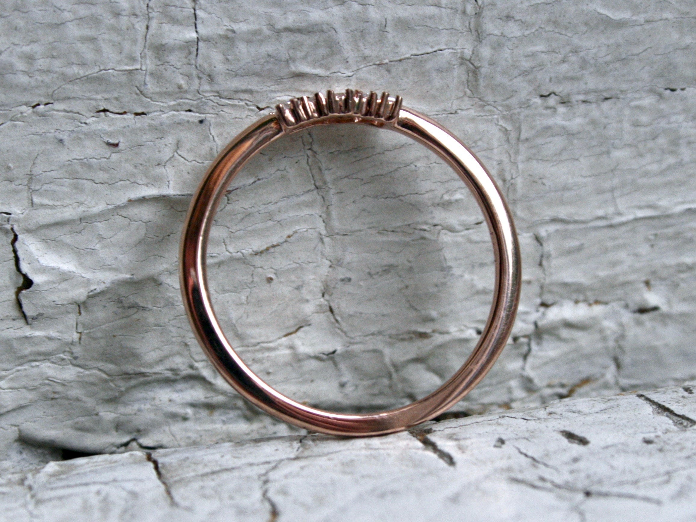 Sweet Baguette Diamond 14K Rose Gold Wedding Ring Band - 0.40ct.
