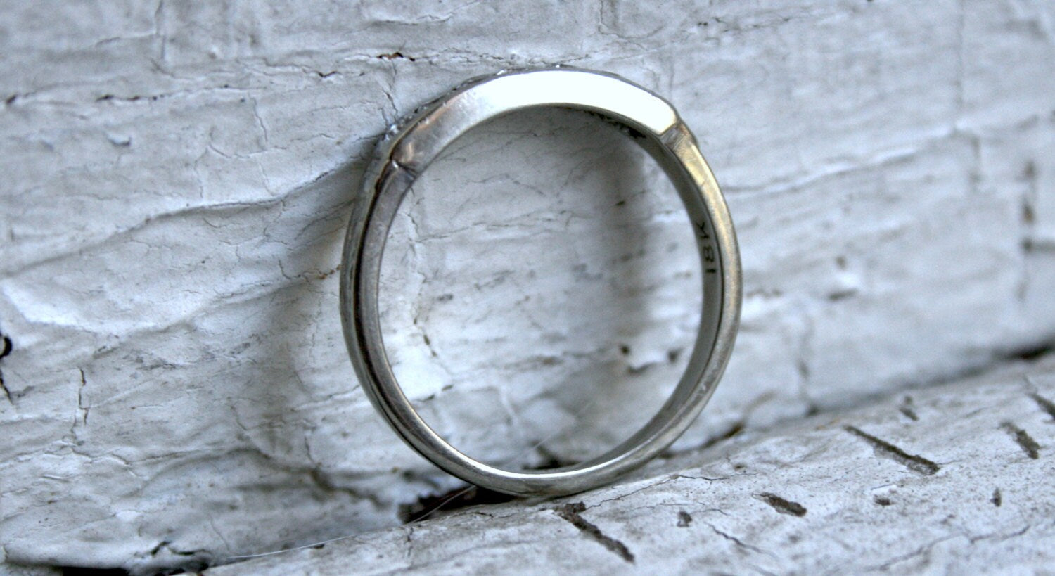 Art Deco Vintage 18K White Gold Diamond Channel Wedding Band - 0.21ct