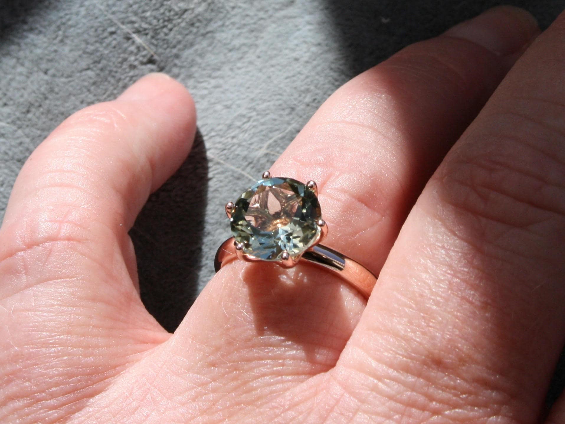 Large Green Amethyst Solitaire in 14K Rose Gold - 4.35ctw