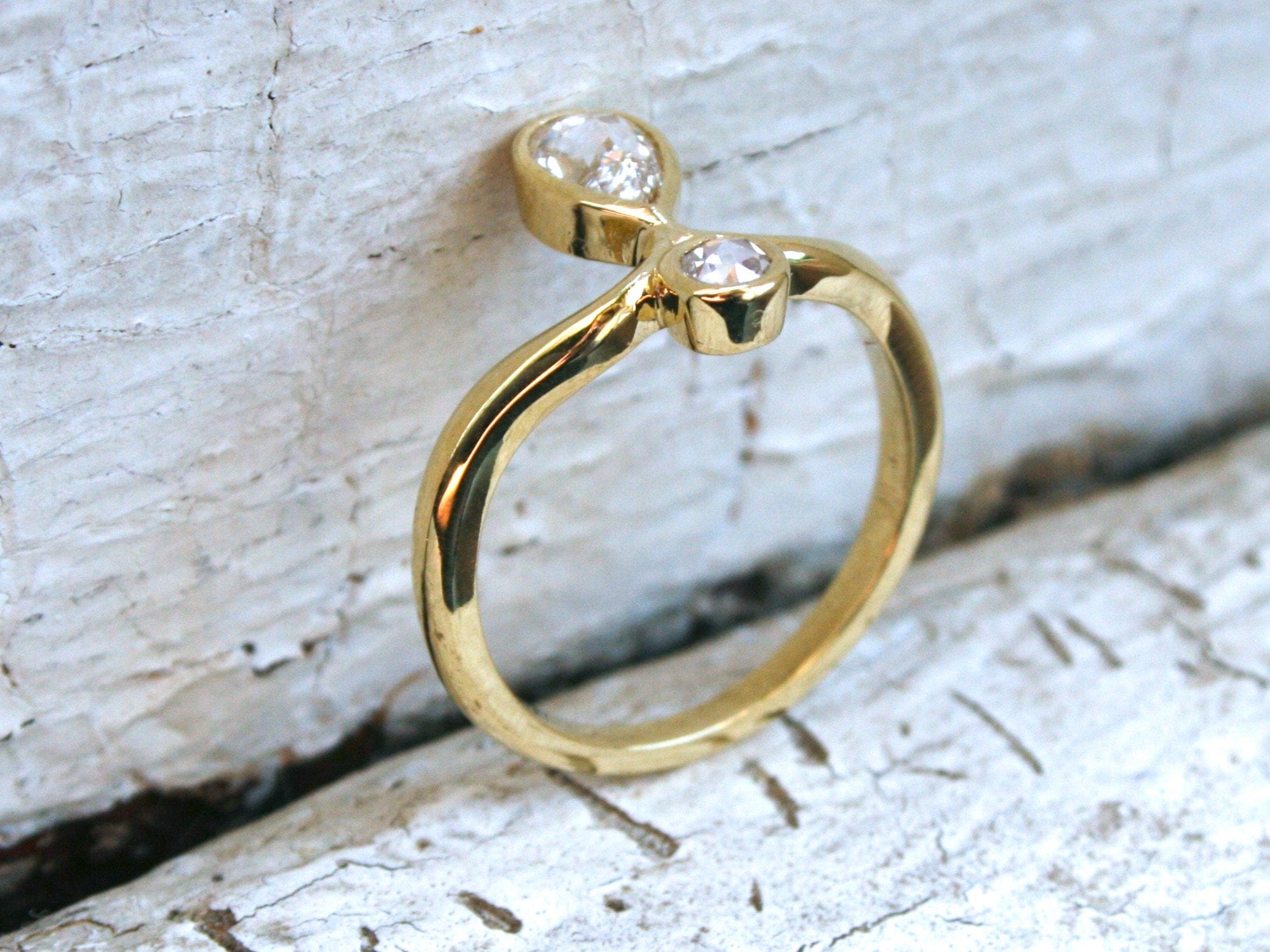 18K Yellow Gold Diamond Ring – Antique Twin Stone (0.65ct)