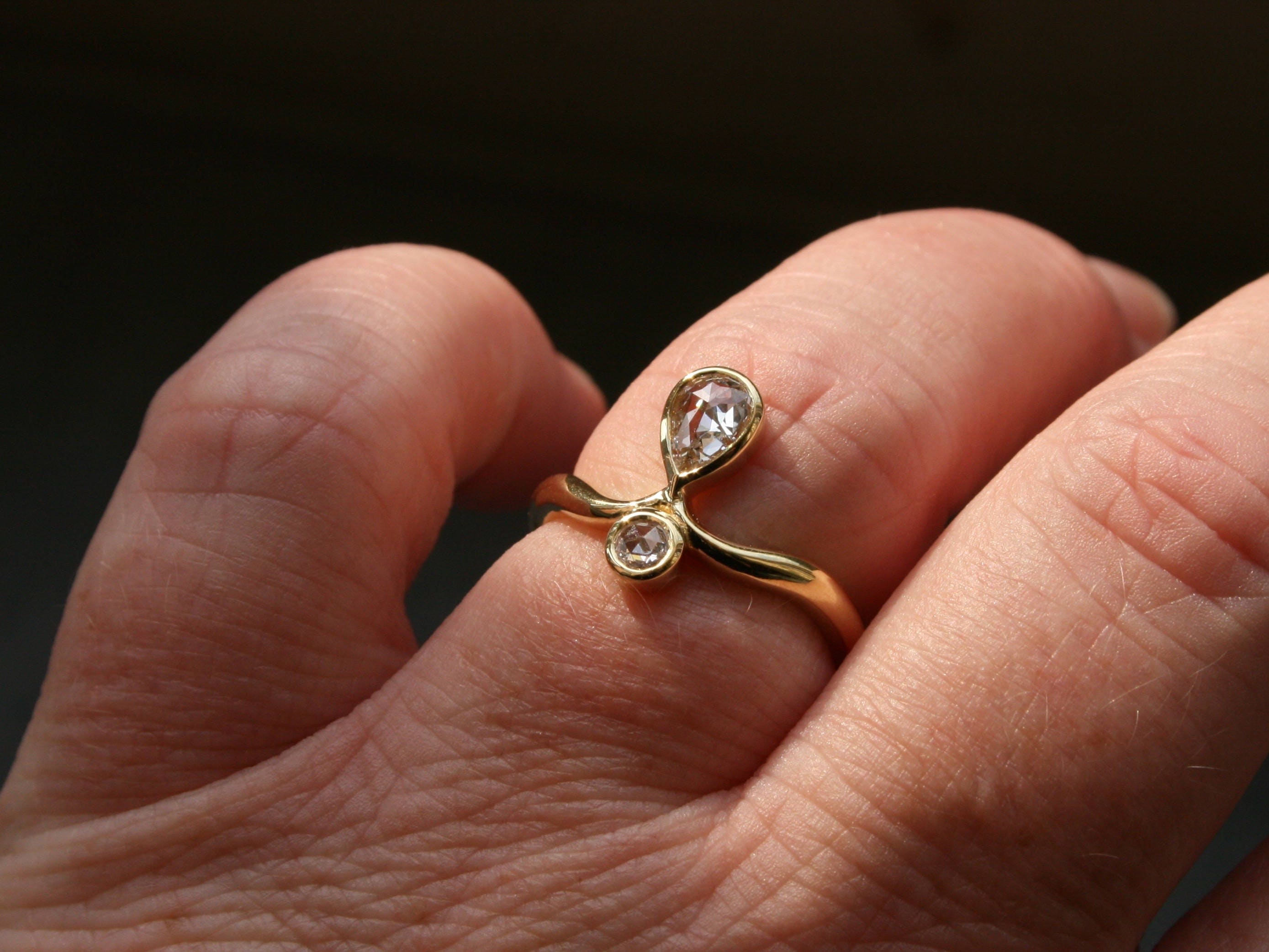 Wonderful 18K Yellow Gold Diamond Twin Stone Ring - 0.65ct.