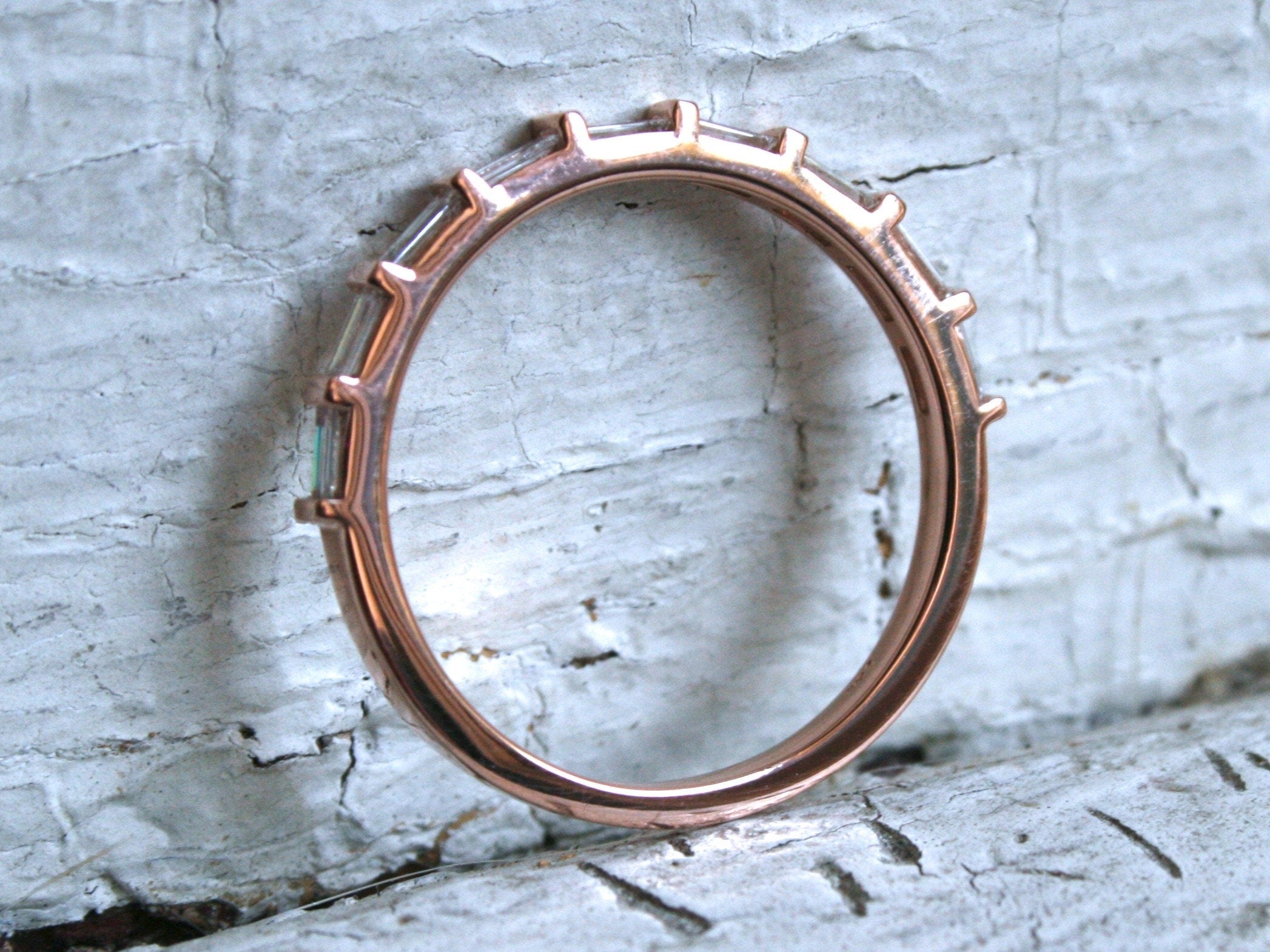 Baguette Diamond 14K Rose Gold Wedding Ring Band - 0.32ct.