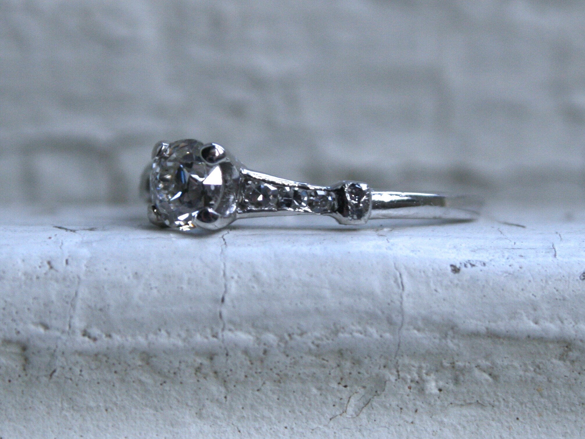 Gorgeous Antique Platinum Diamond Engagement Ring - 0.75ct.