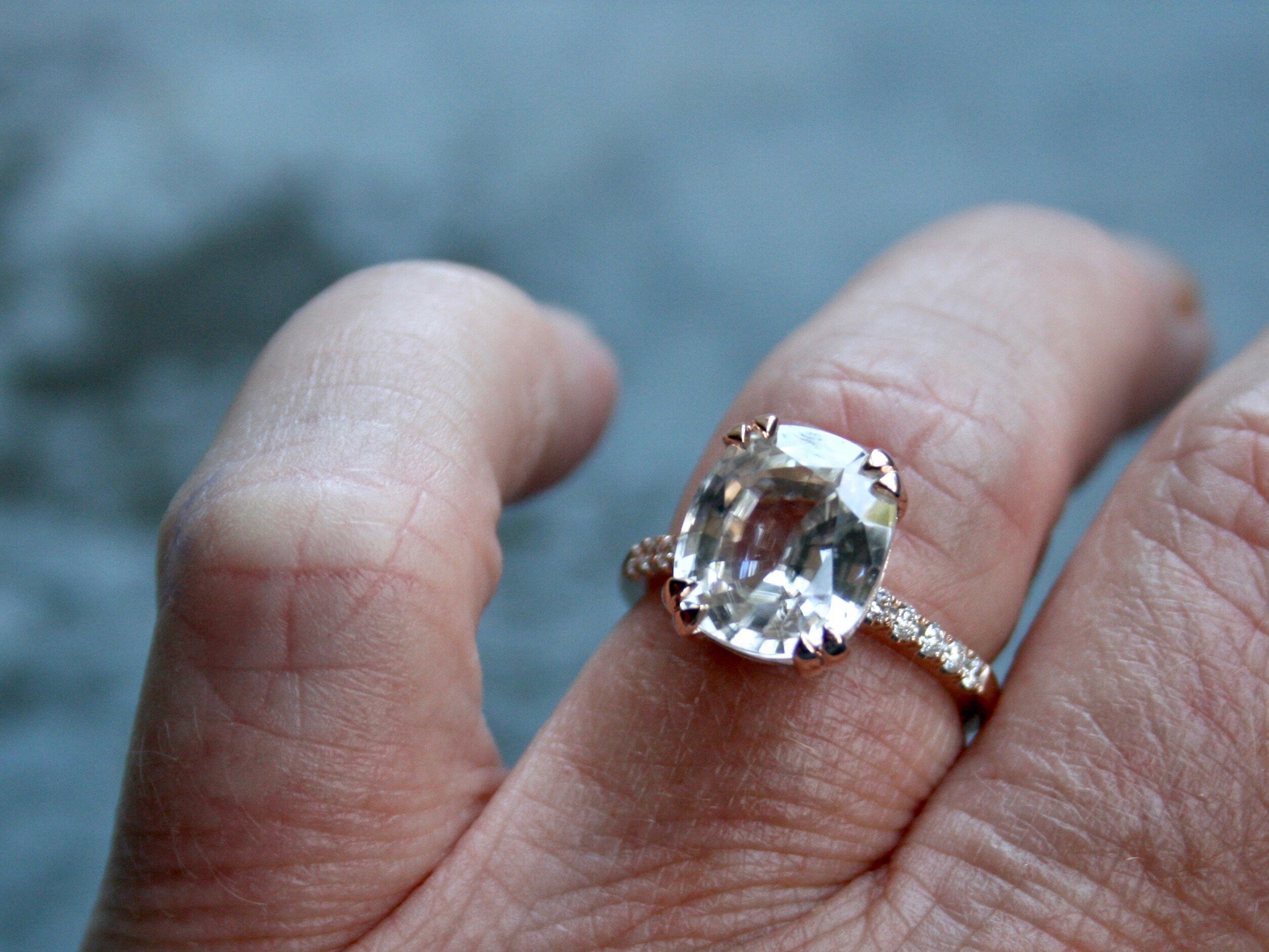 Beautiful Pave Diamond and Zircon Ring in 14K Rose Gold.