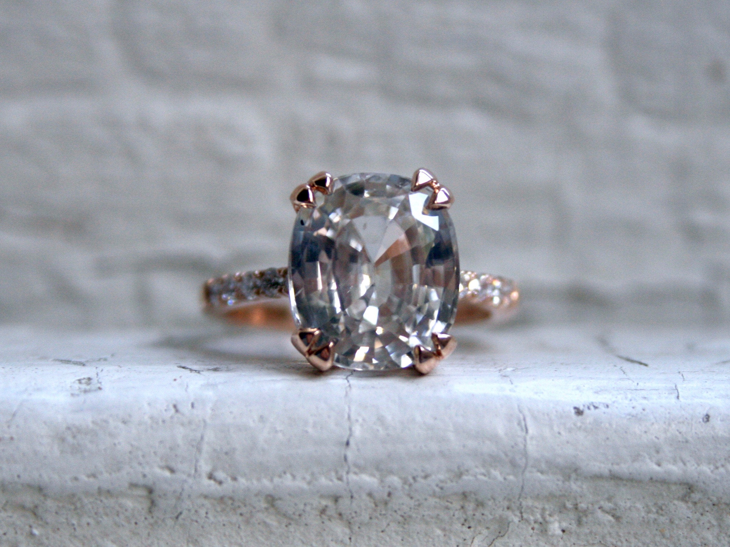Beautiful Pave Diamond and Zircon Ring in 14K Rose Gold.