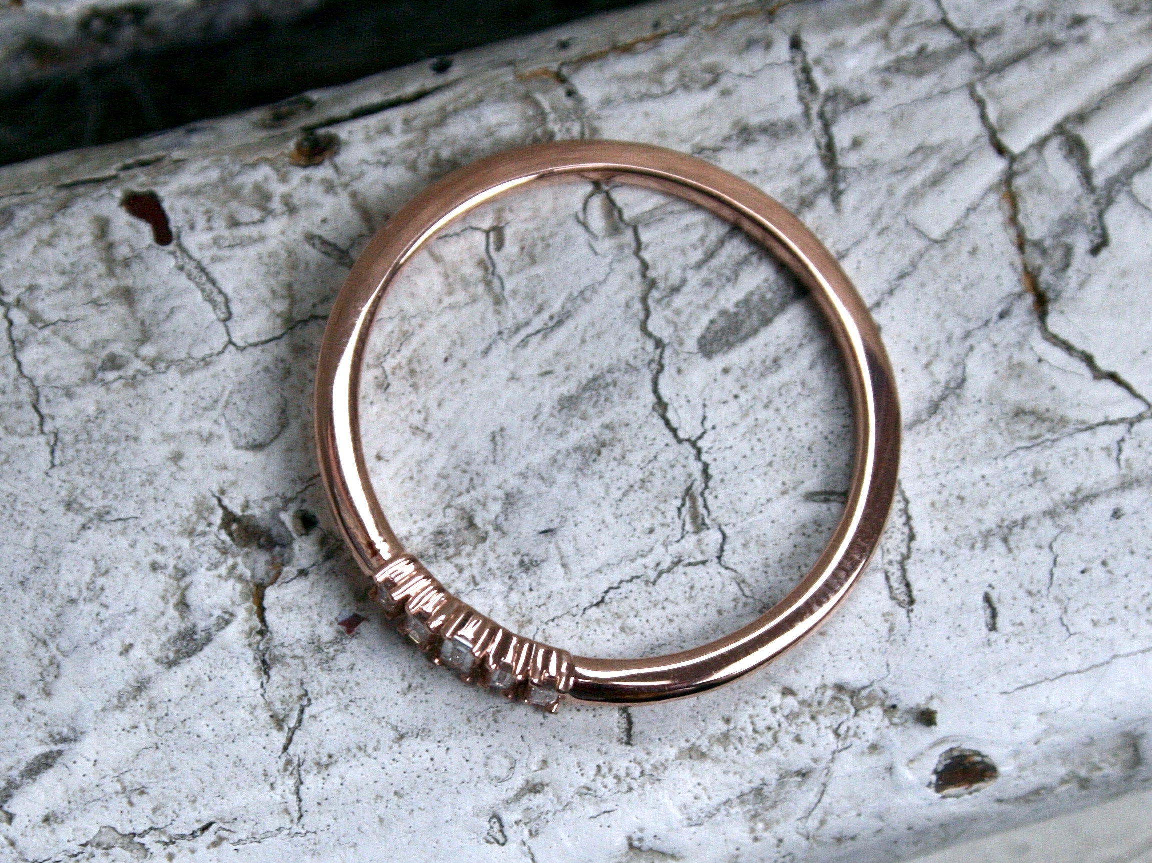 Sweet Baguette Diamond 14K Rose Gold Wedding Ring Band - 0.40ct.