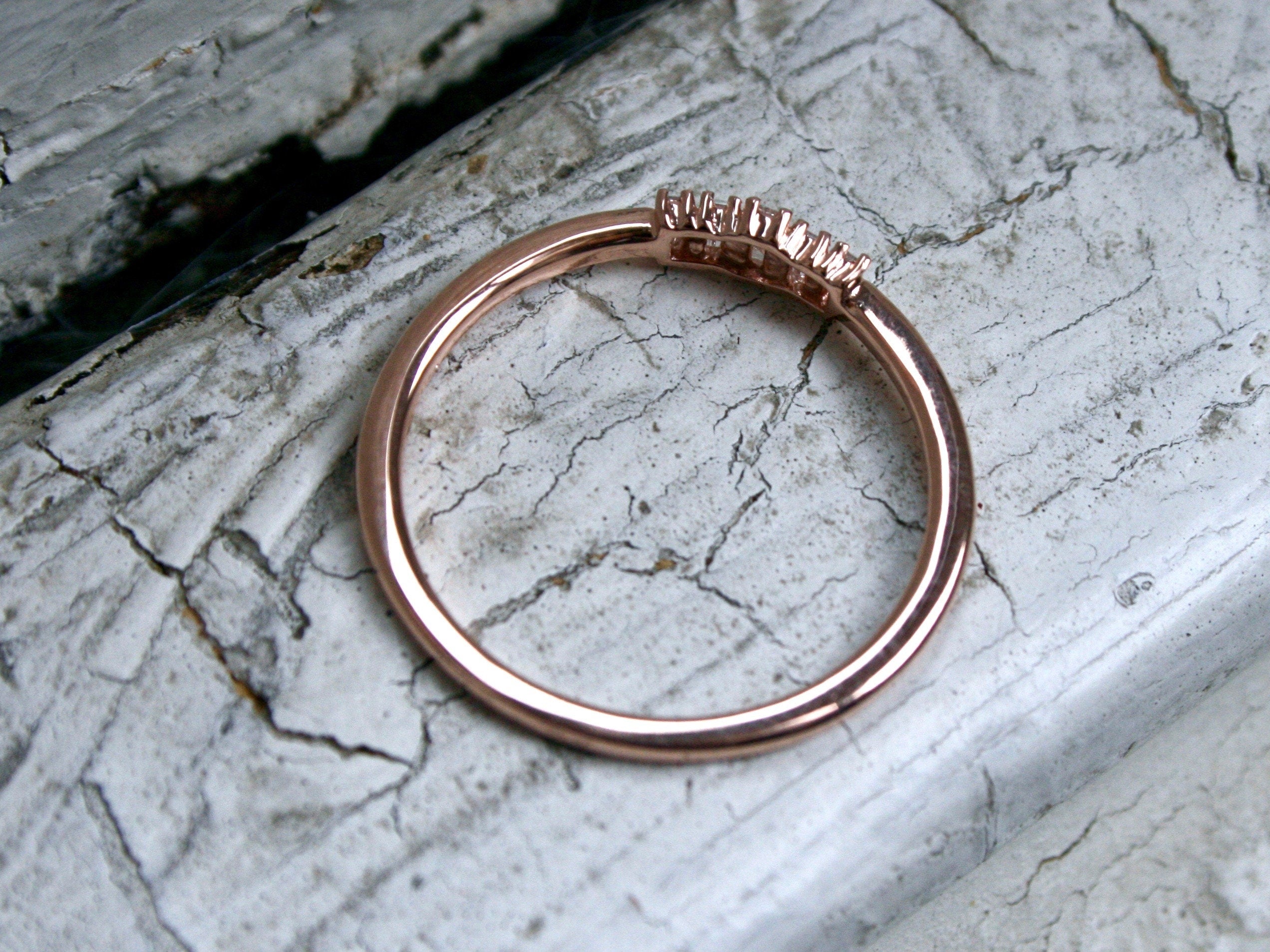 Sweet Baguette Diamond 14K Rose Gold Wedding Ring Band - 0.40ct.