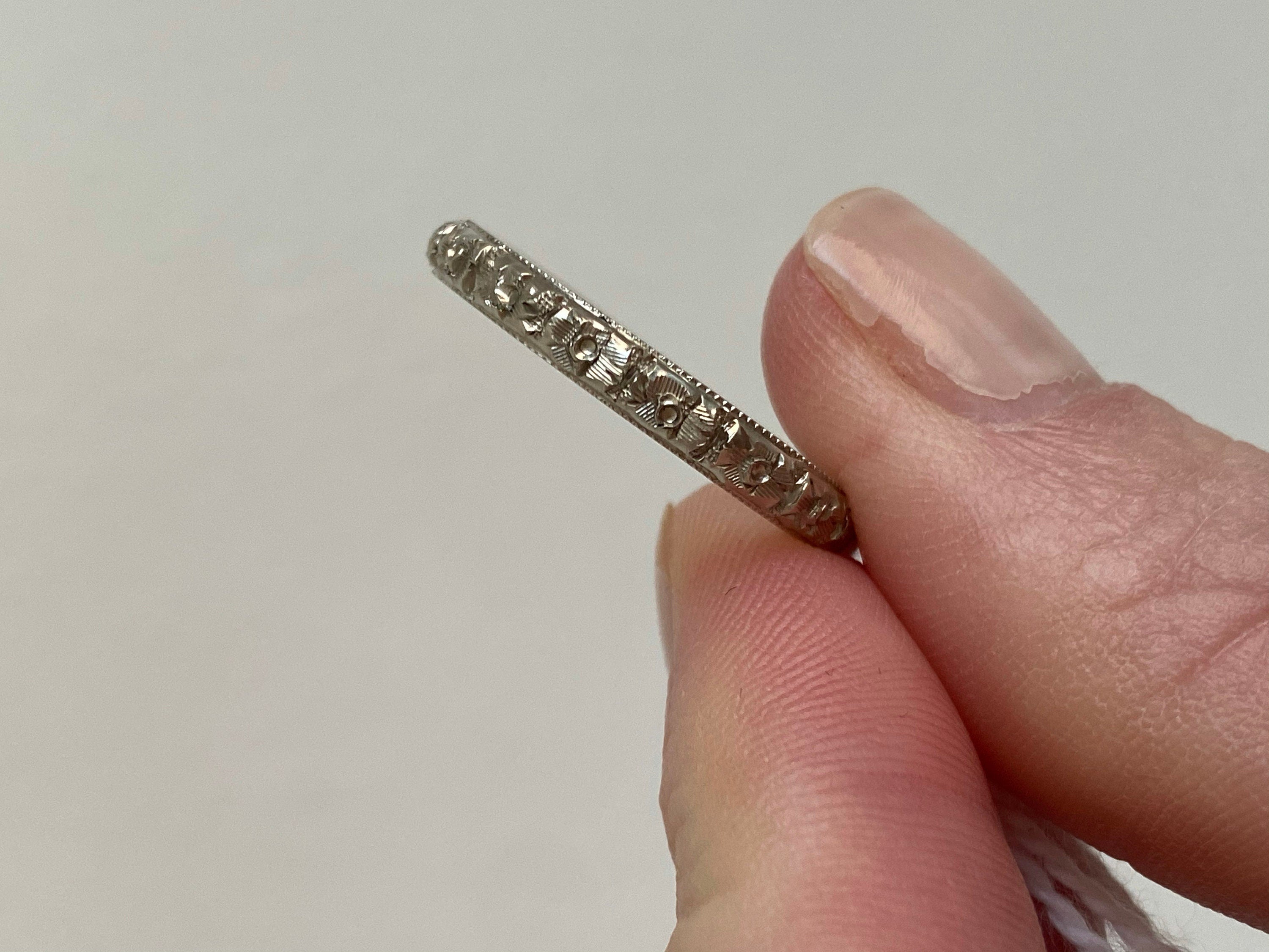 Vintage 18K White Gold Wedding Band by Belais.