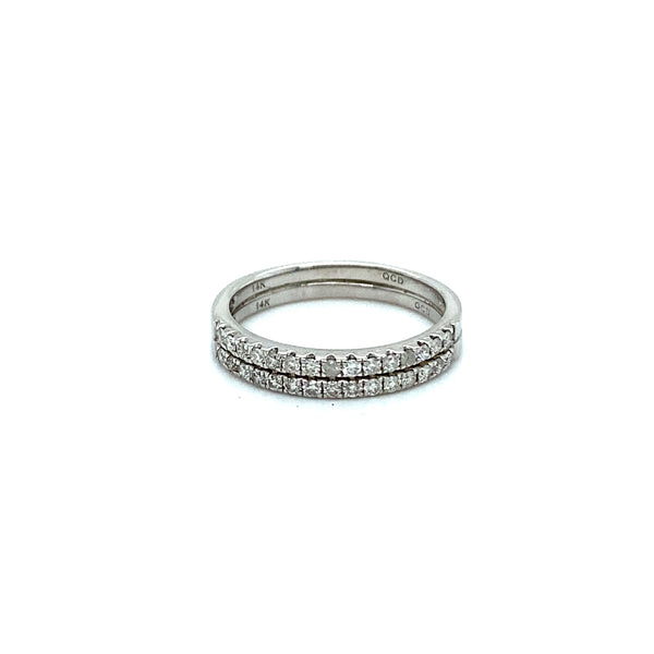 Vintage 14K White Gold Pave Diamond Wedding Band, Size 6