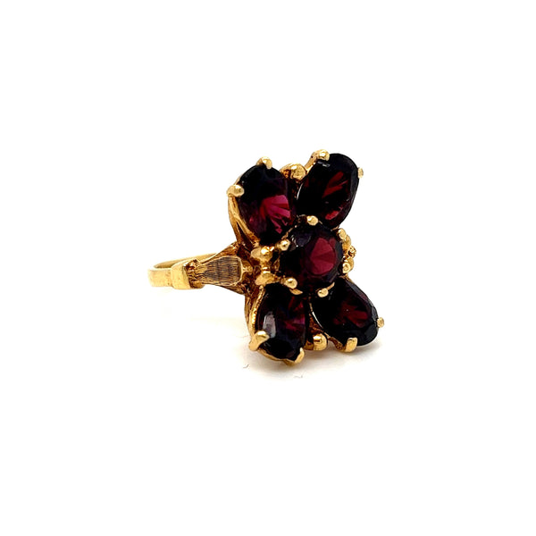 Heavy Italian Antique 18K Yellow Gold Garnet Ring - 4.00cts.