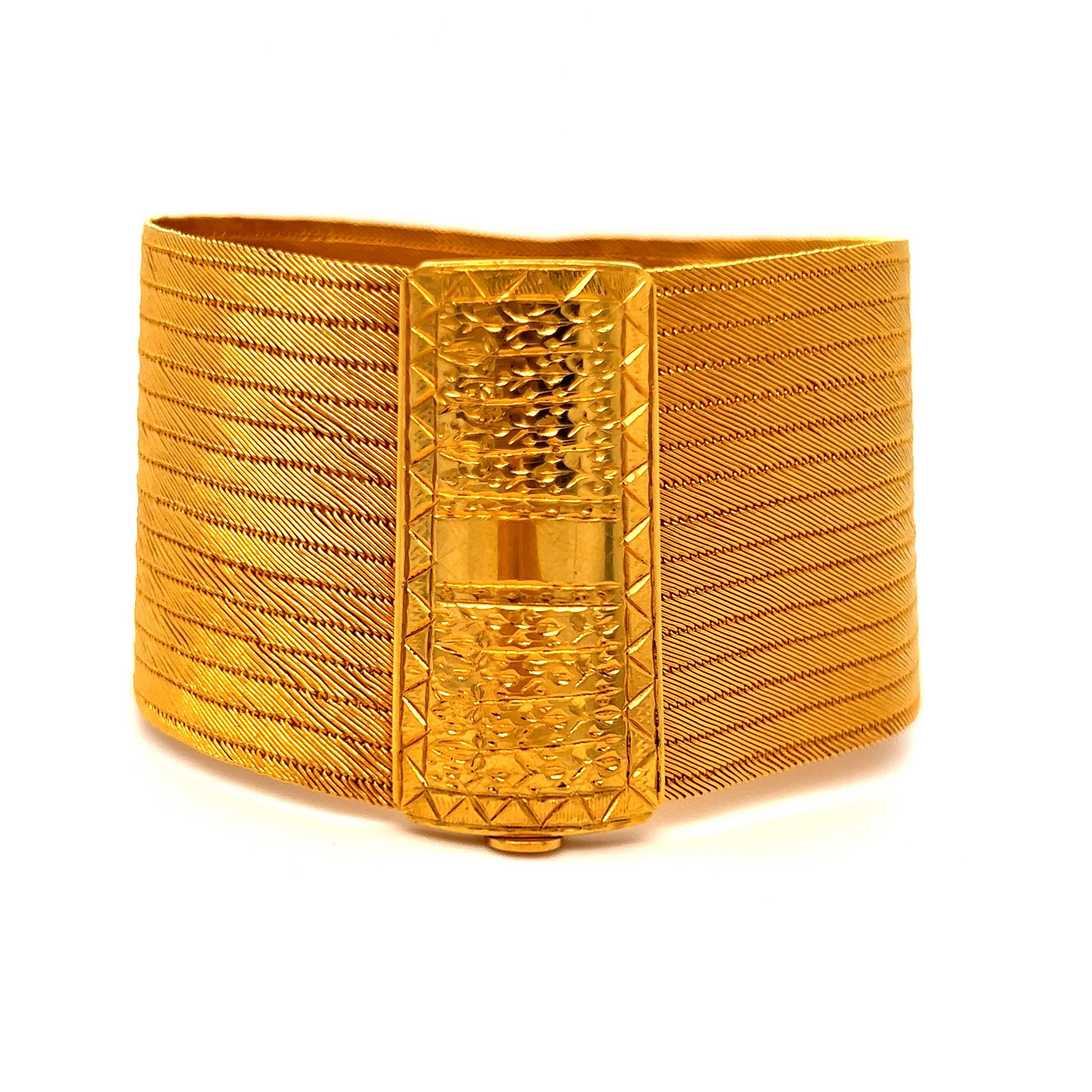 Gorgeous Vintage Pair of 22K Yellow Gold Ribbon Bracelets.