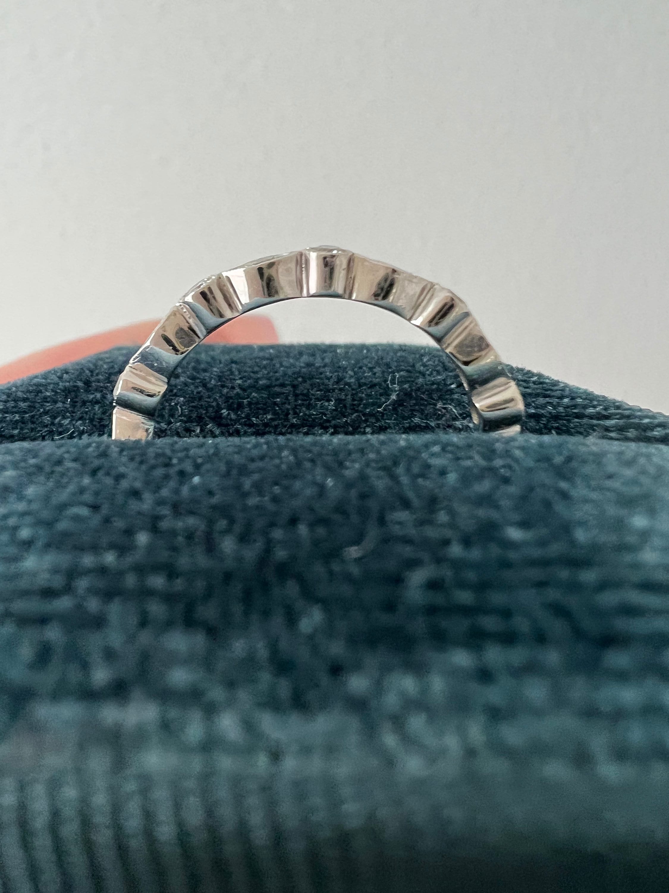 Scalloped Vintage 14K White Gold Diamond Wedding Band - 0.52ct.