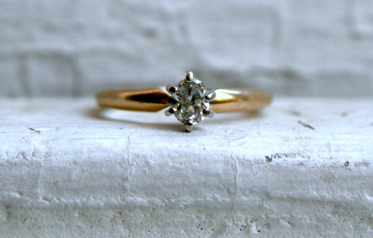 Vintage 14K Yellow Gold Diamond Solitaire Engagement Ring - 0.33ct