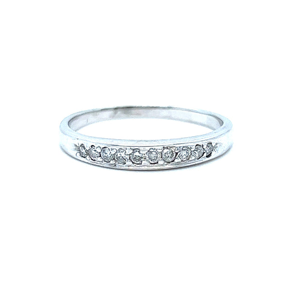 Vintage 14K White Gold Diamond Wedding Band - Pave Set 0.20ct
