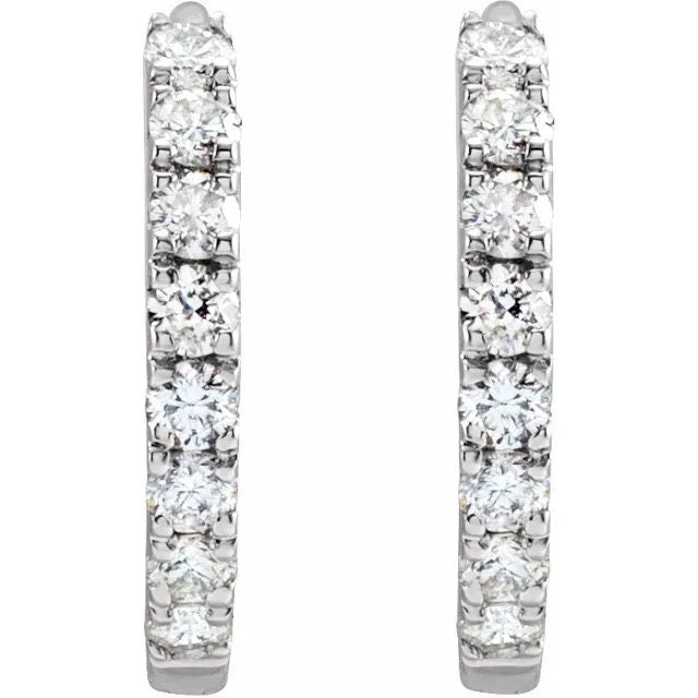 Super sparkly 14K White Gold Diamond Hoop "Huggie" Earring - 0.15ct