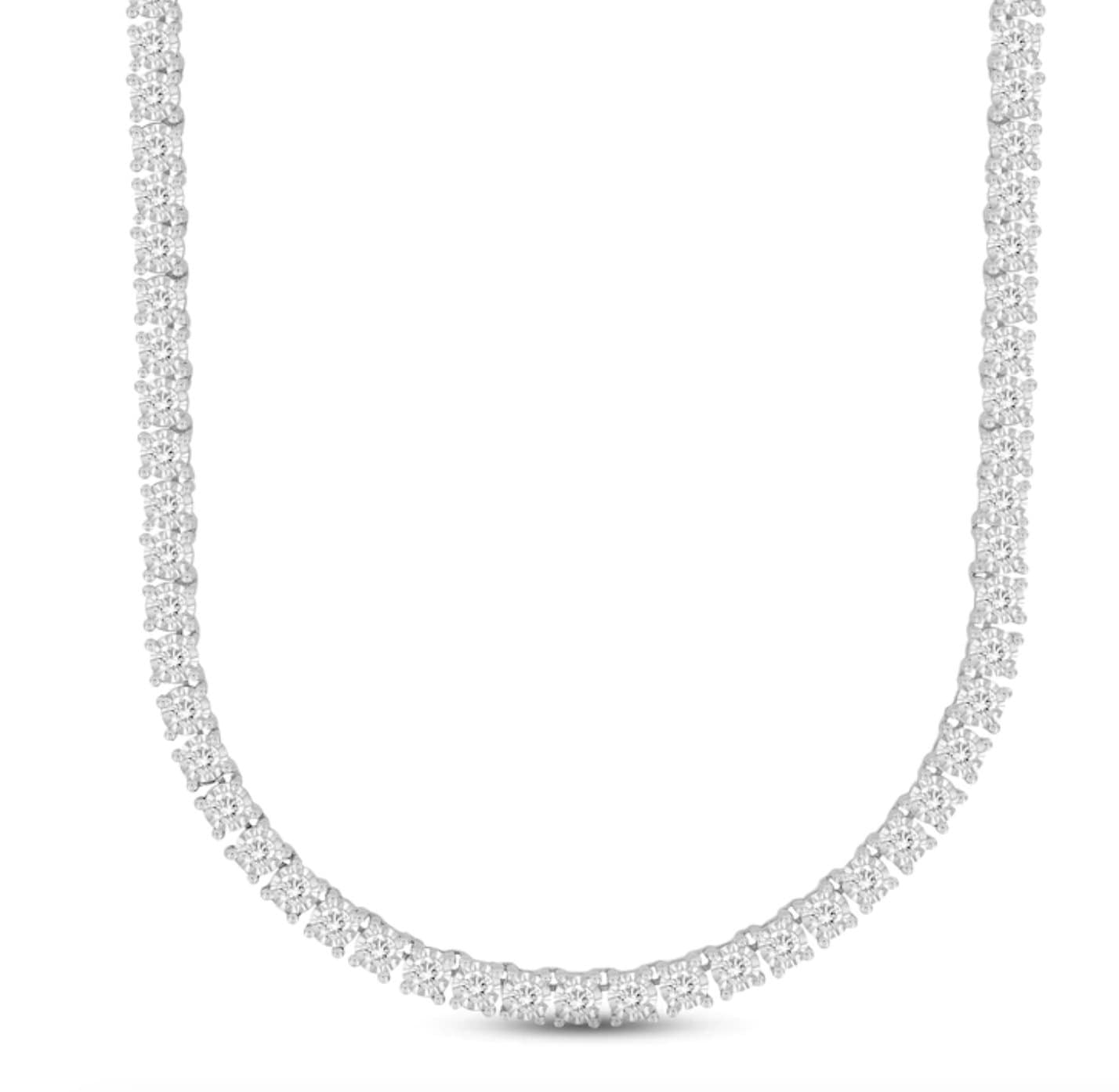 Gorgeous Vintage 14K White Gold Diamond Tennis Necklace - 8.20ct.