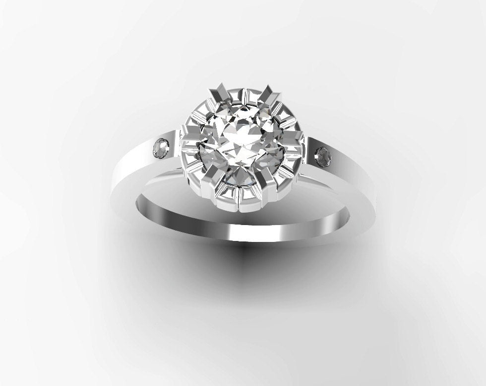 Vintage Inspired Custom Platinum Ring with Diamonds.