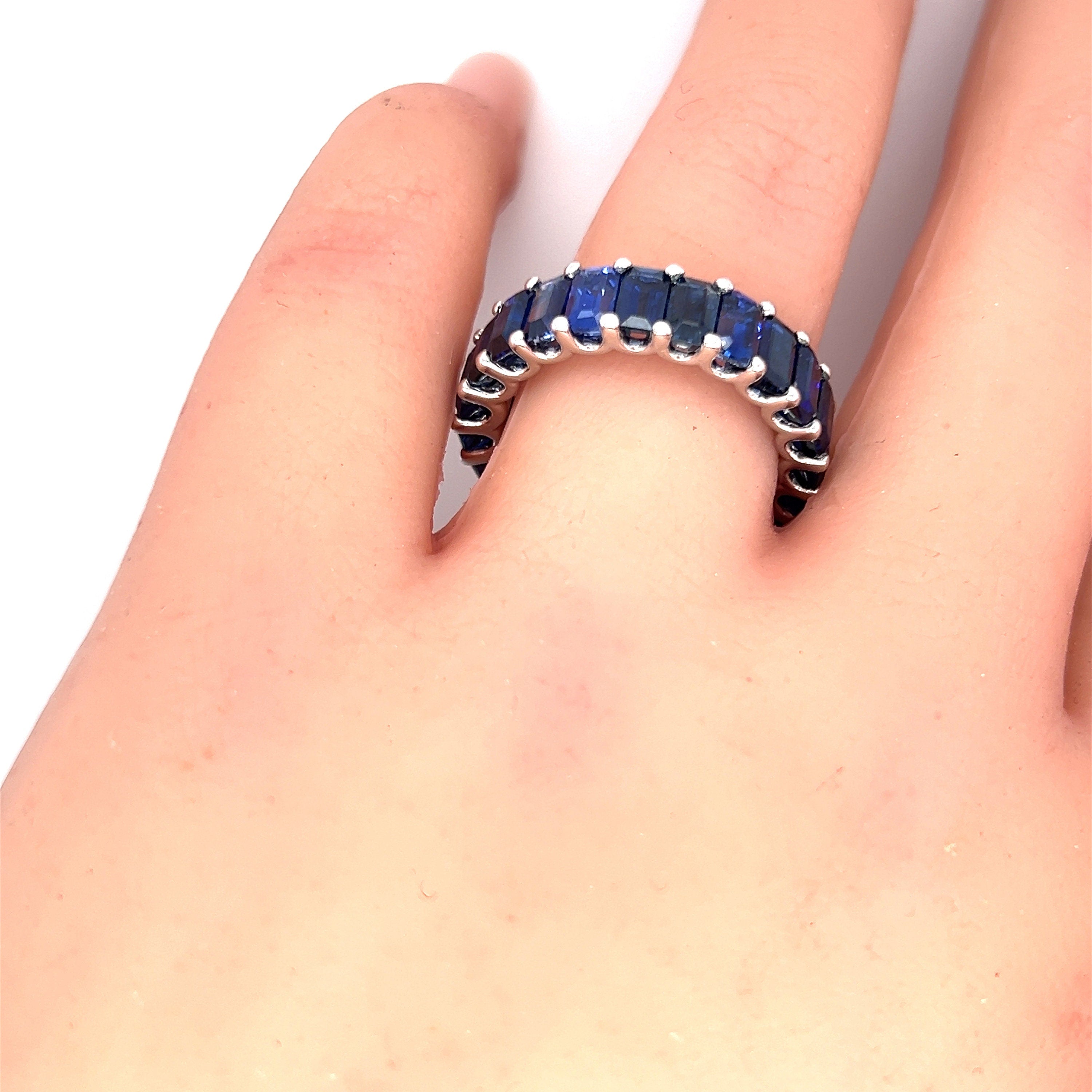Emerald Cut Natural Sapphire Eternity Band