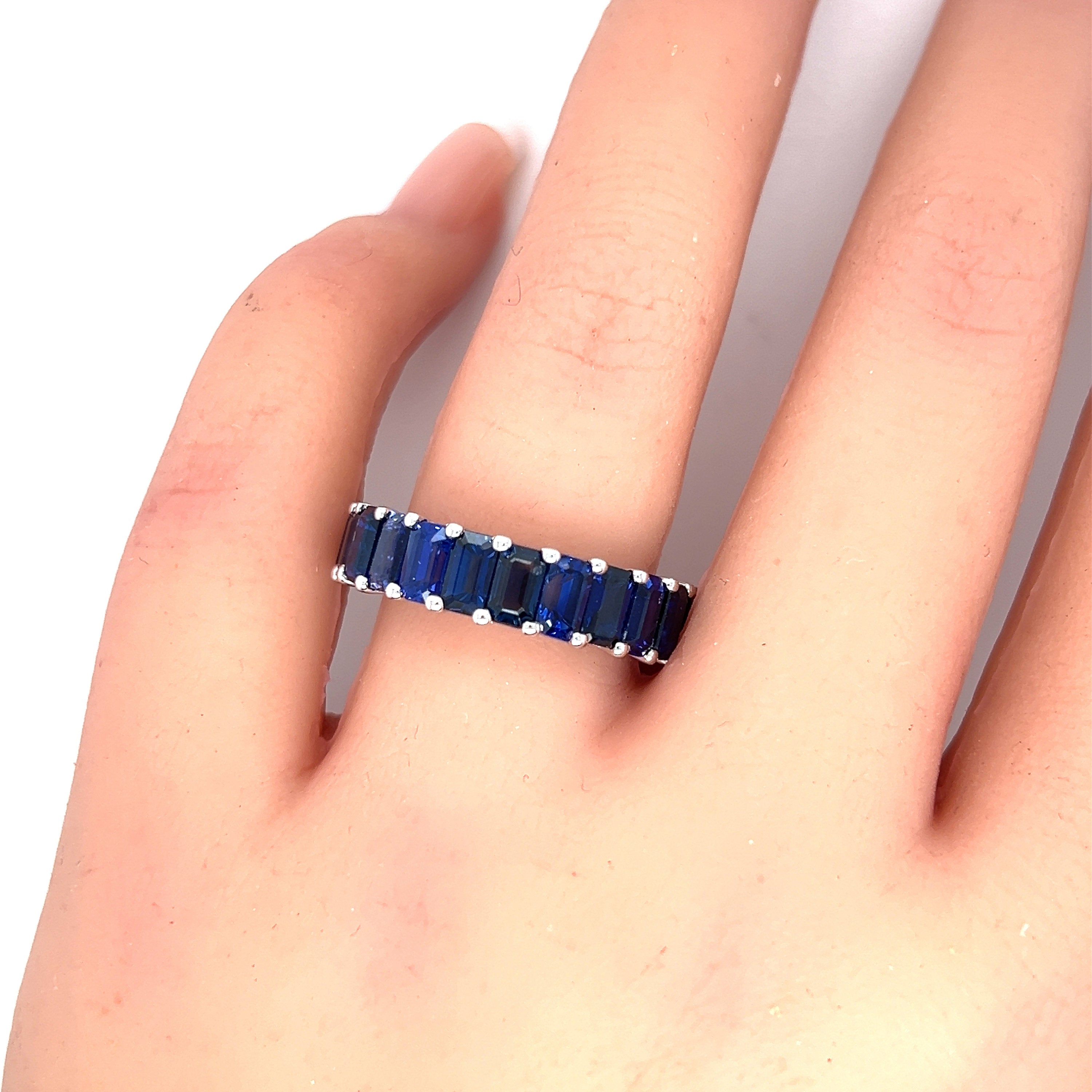 Emerald Cut Natural Sapphire Eternity Band