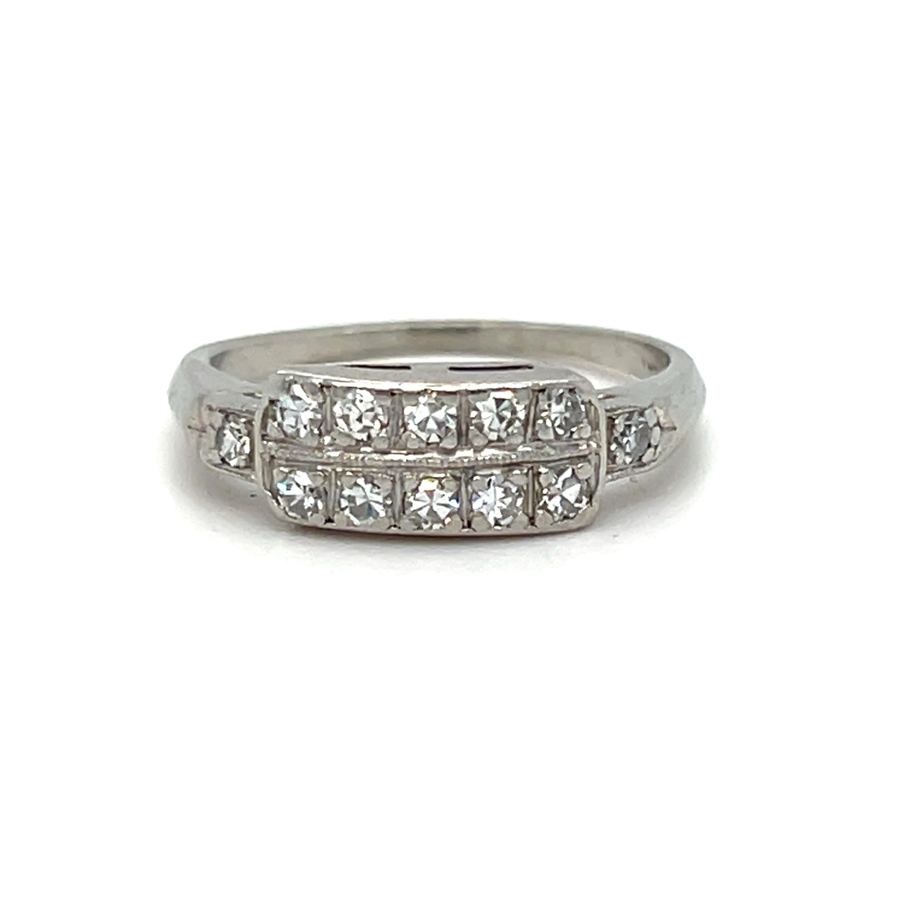 Amazing Vintage Platinum Two Row Diamond Band.