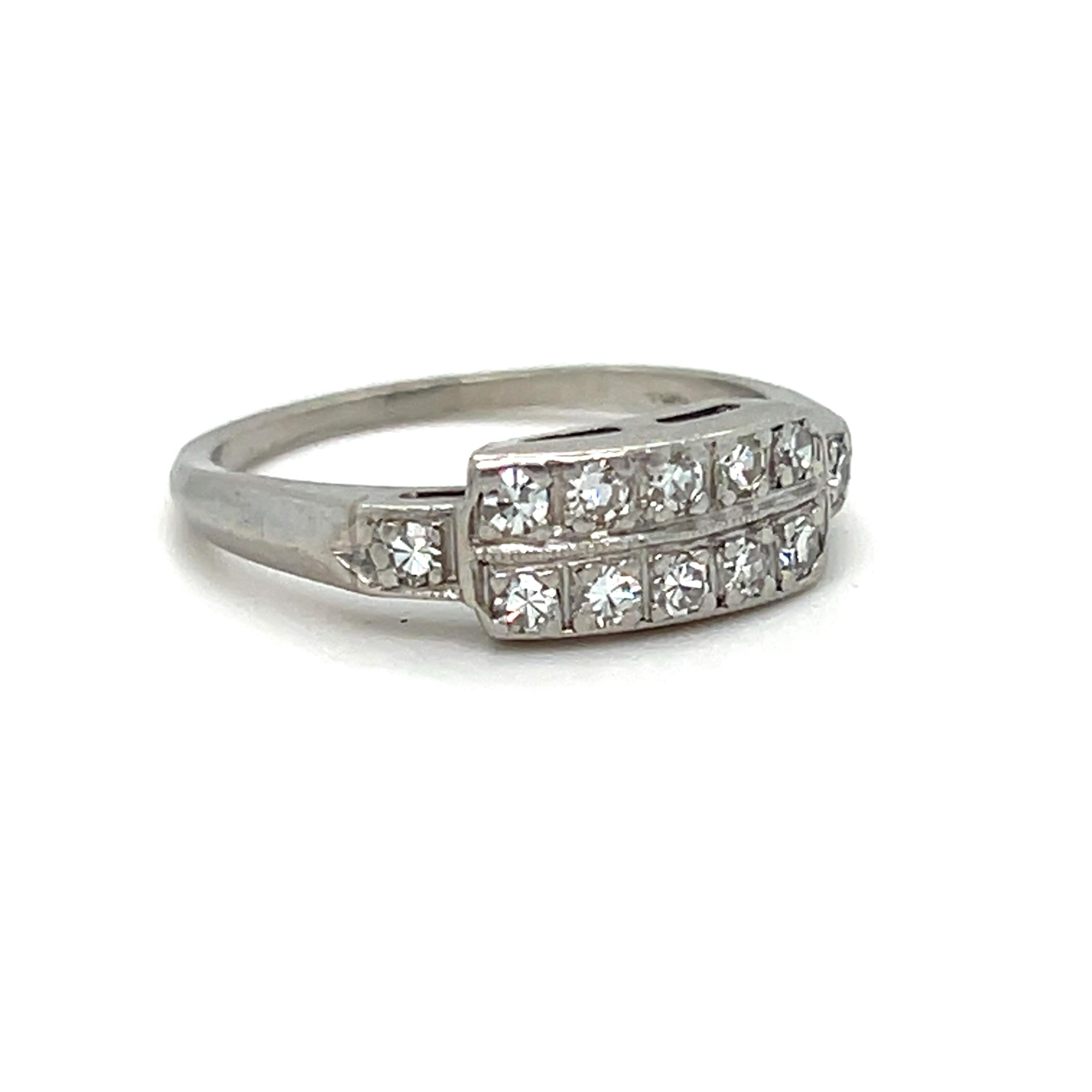 Amazing Vintage Platinum Two Row Diamond Band.