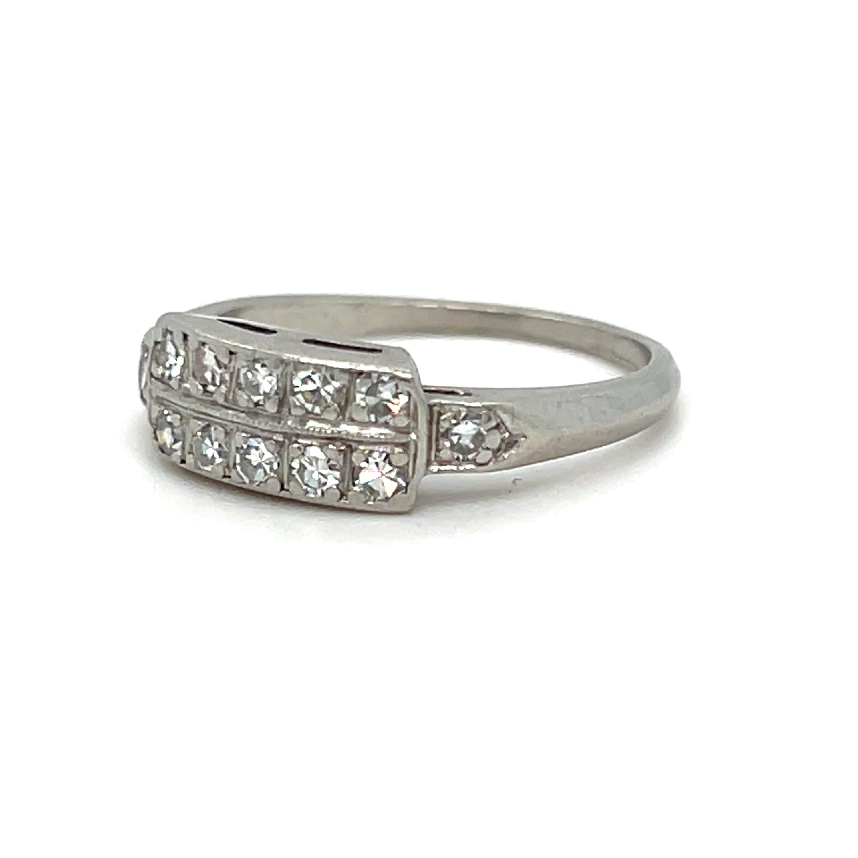 Amazing Vintage Platinum Two Row Diamond Band.