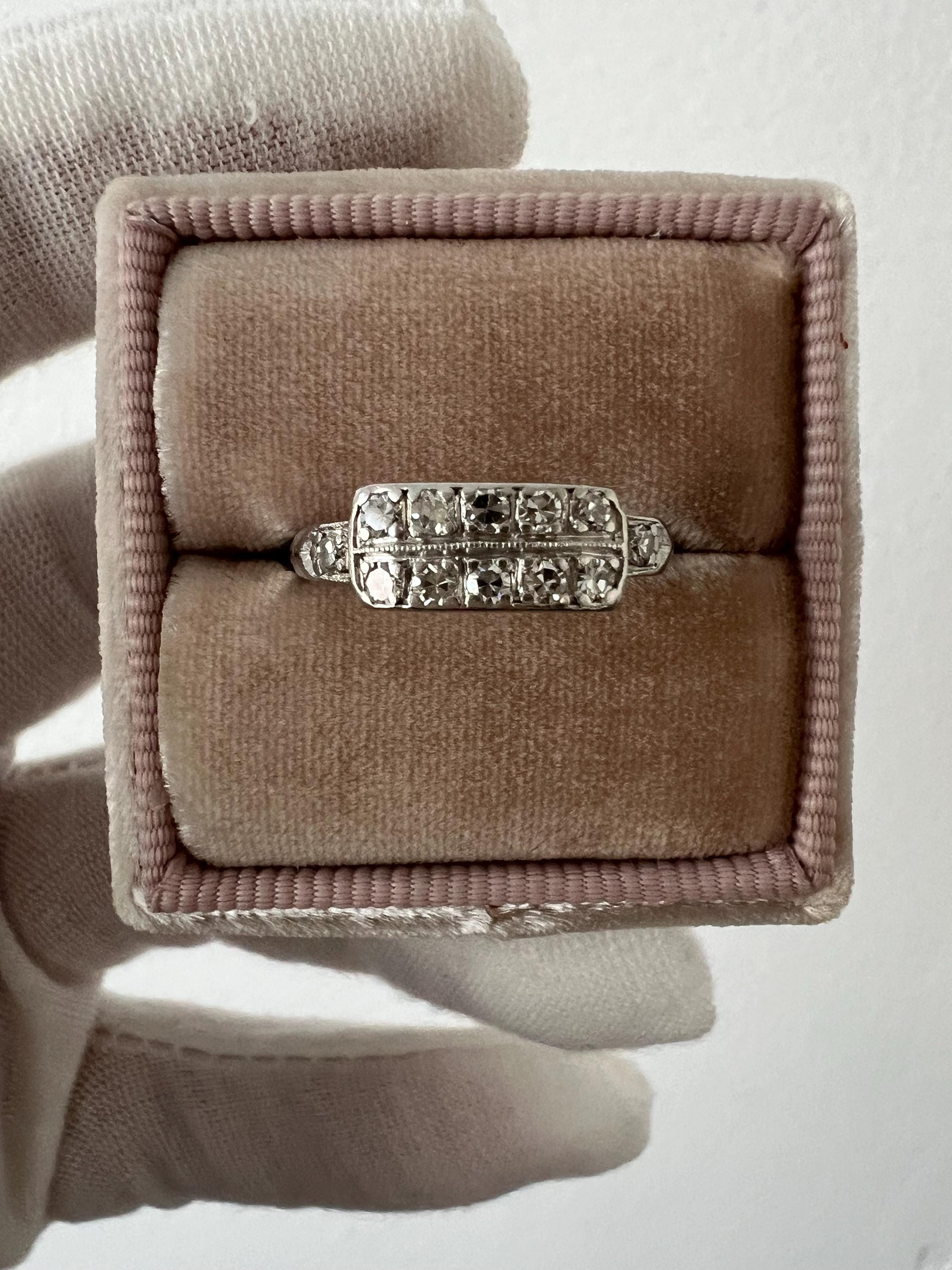 Amazing Vintage Platinum Two Row Diamond Band.