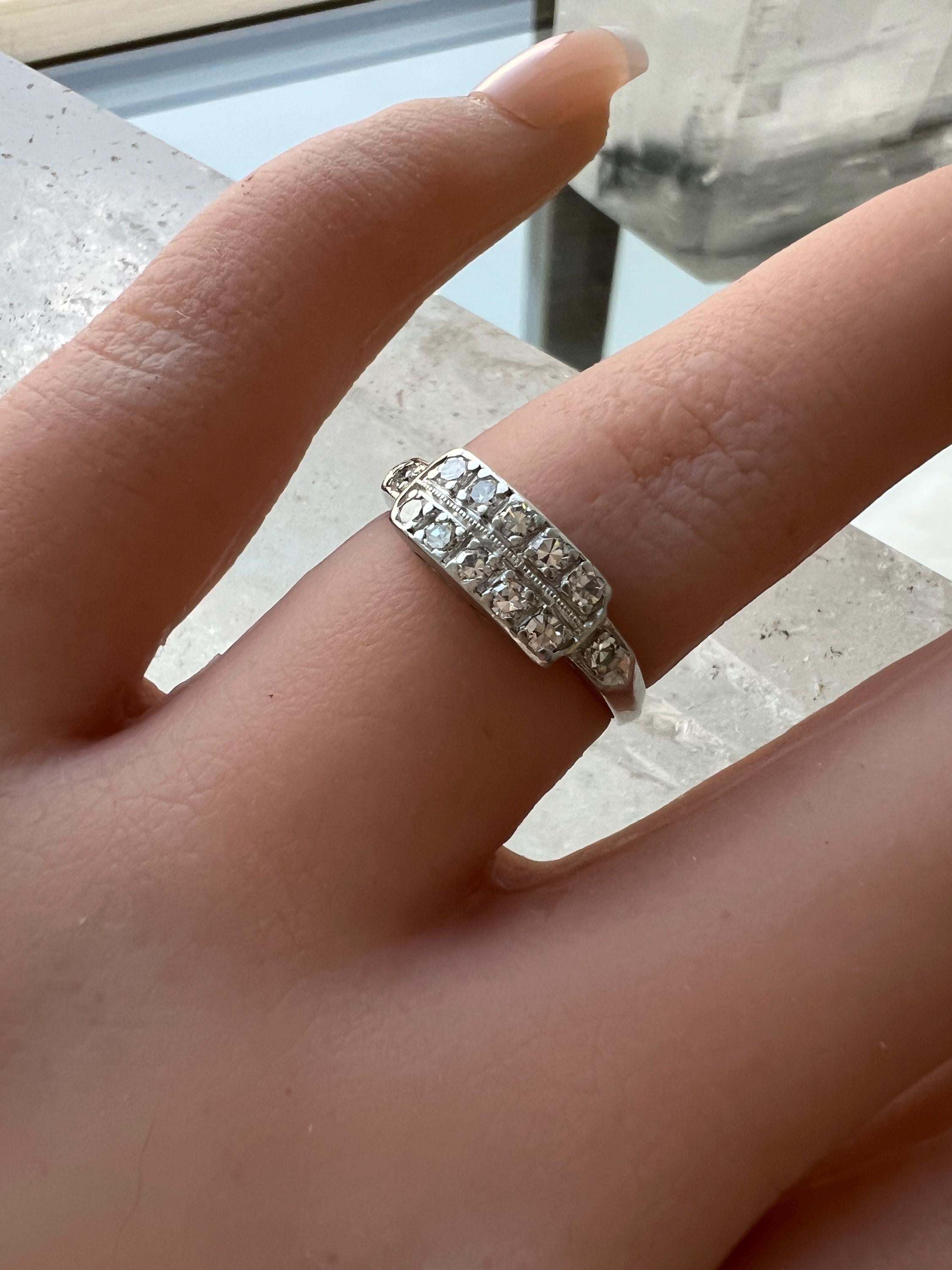 Amazing Vintage Platinum Two Row Diamond Band.