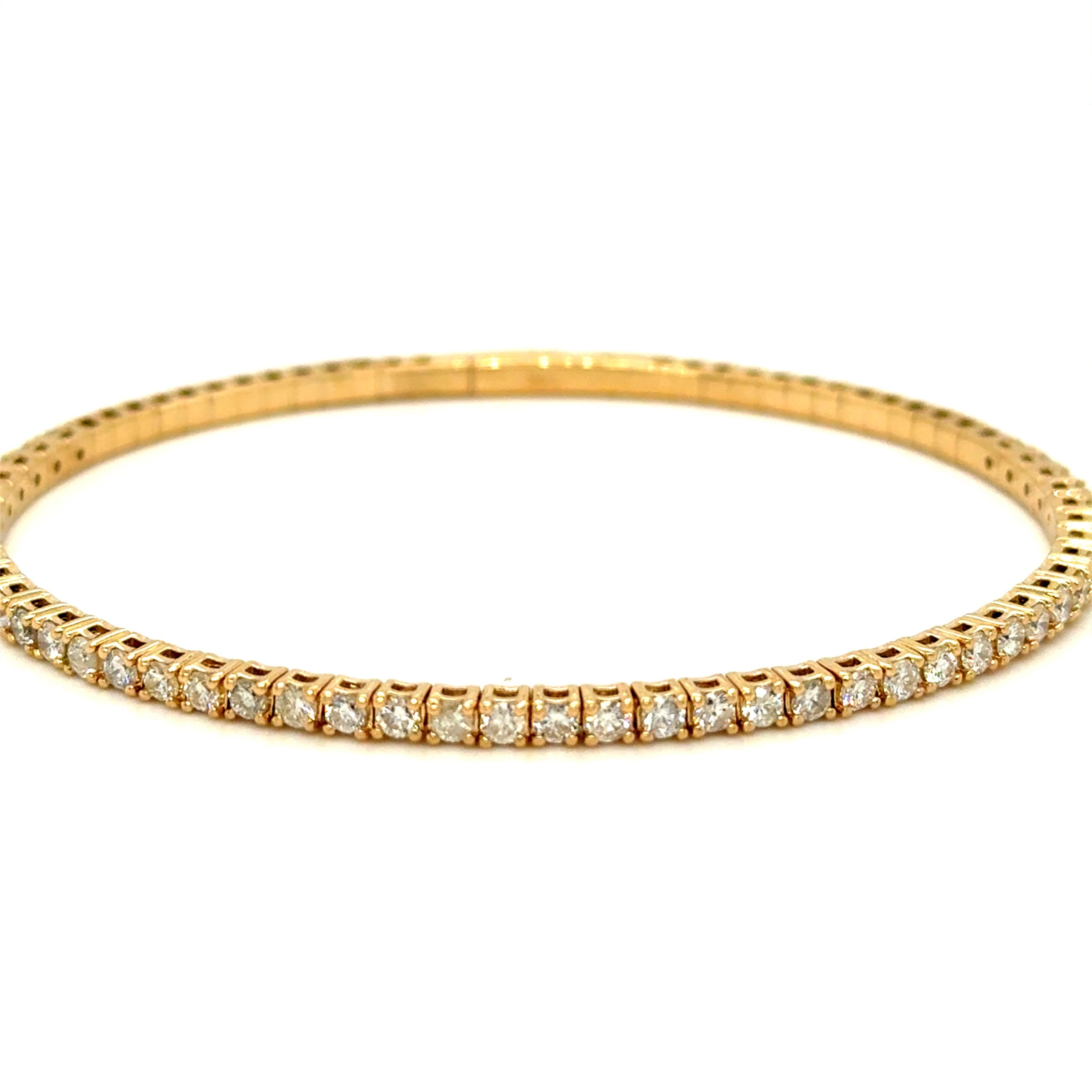 Flexible Diamond Bangle 14K Solid Gold Bracelet - 2.00ct.