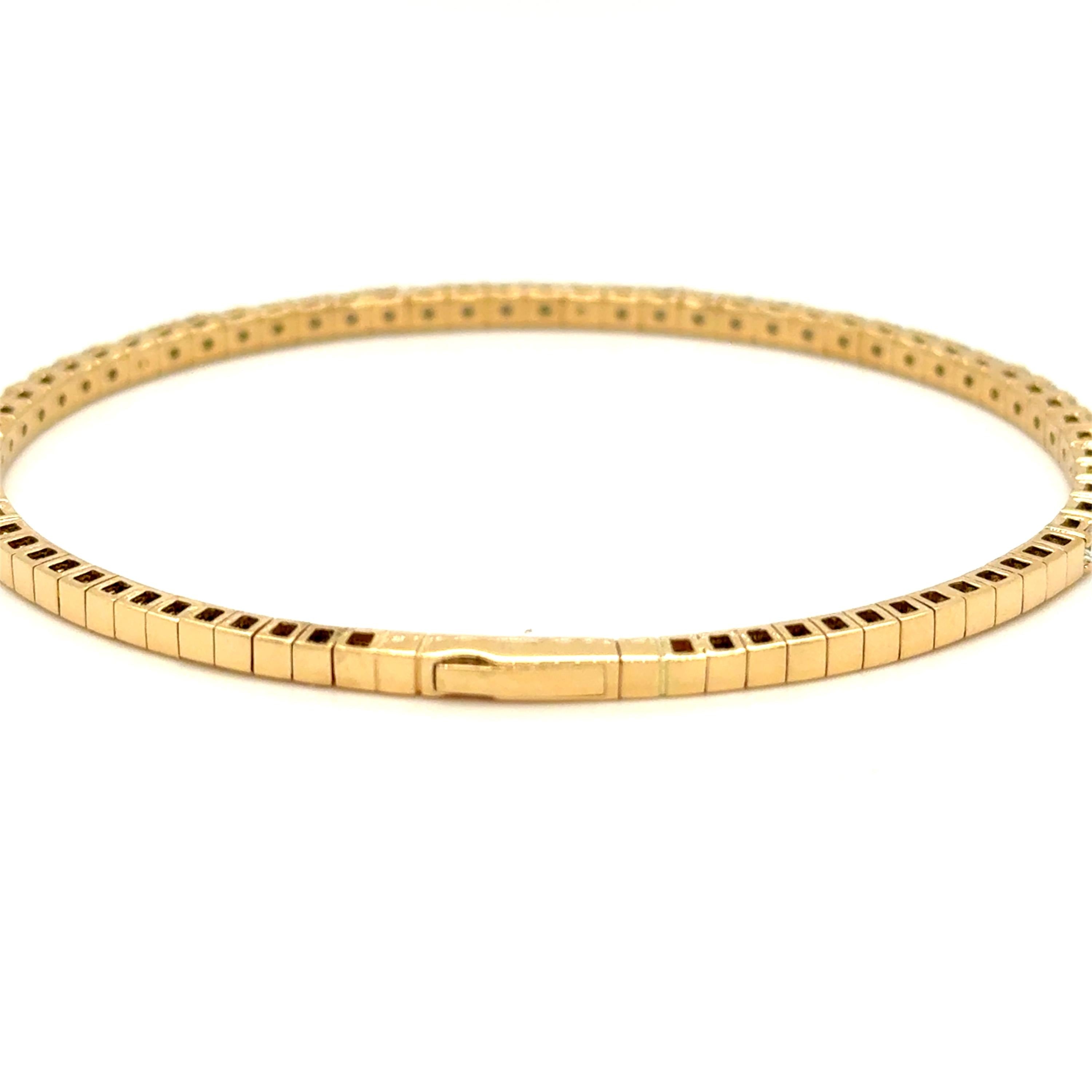 Flexible Diamond Bangle 14K Solid Gold Bracelet - 2.00ct.