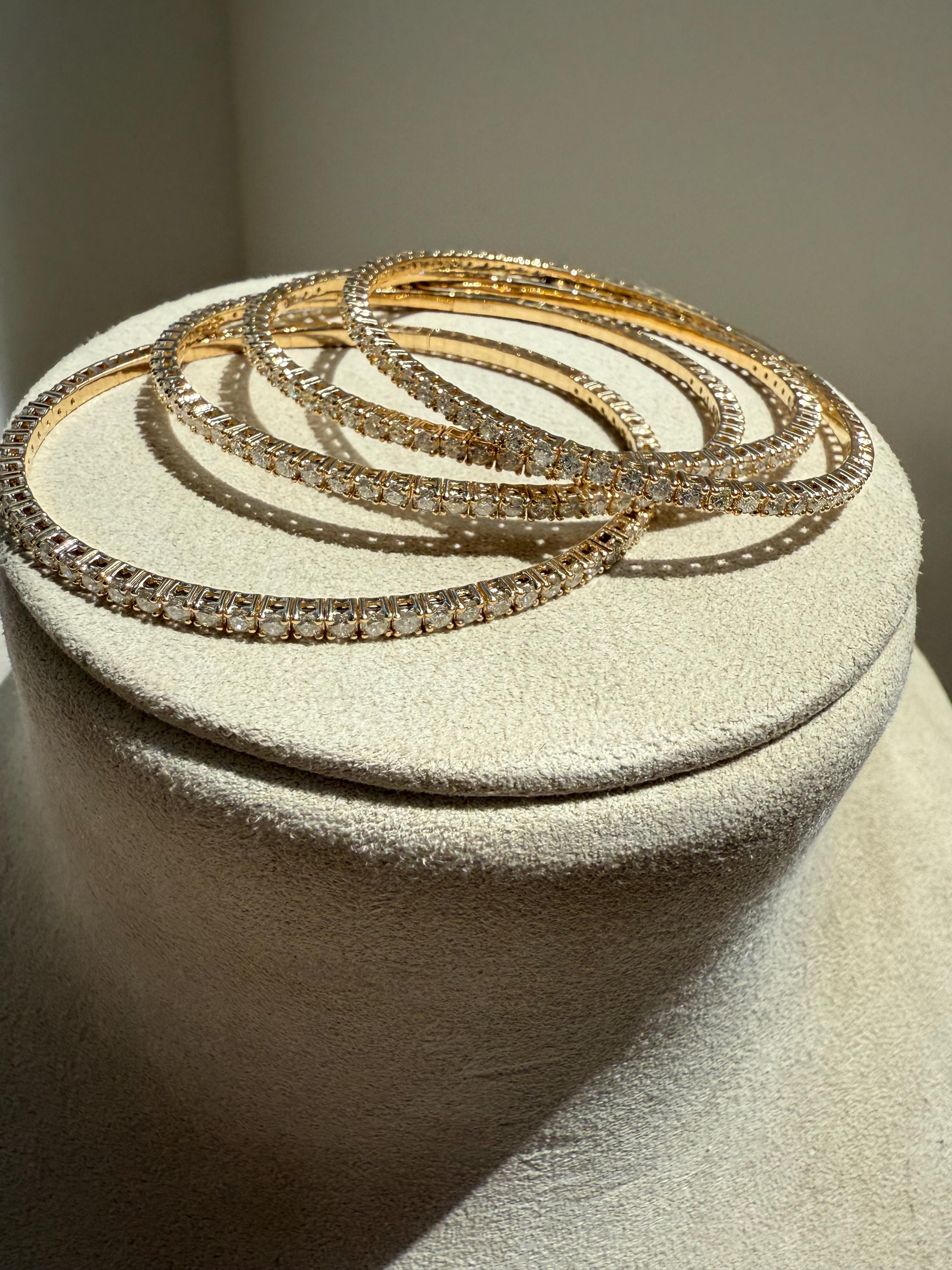 Flexible Diamond Bangle 14K Solid Gold Bracelet - 2.00ct.