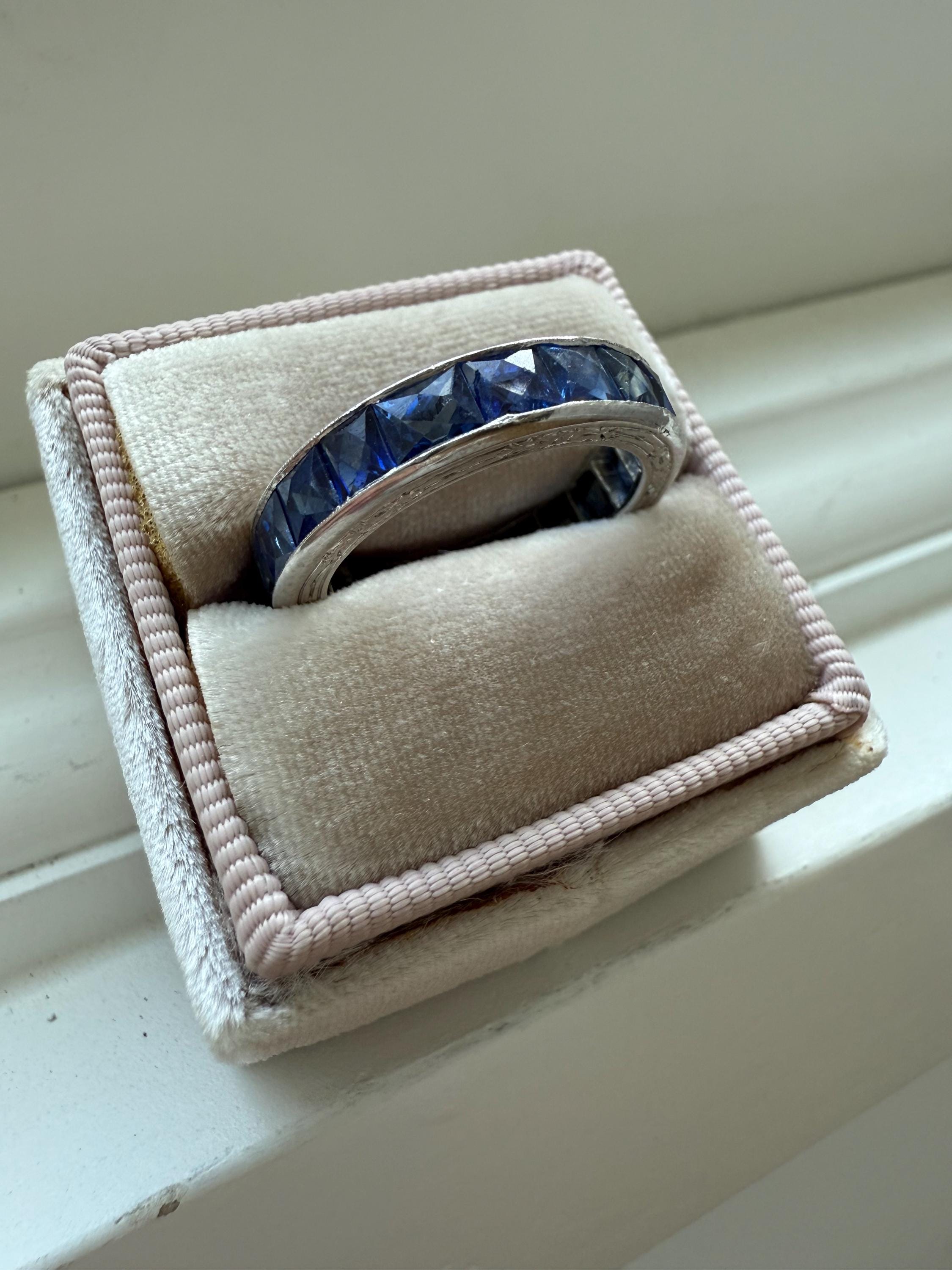Gorgeous Vintage Platinum Sapphire Eternity Wedding Band - 9.00ct.