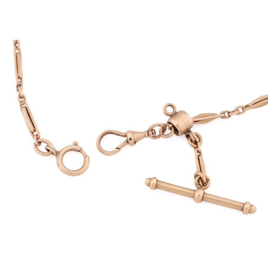 Gorgeous Antique 14K Rosy Yellow Gold  Chain, 18 inches, with T-Bar.