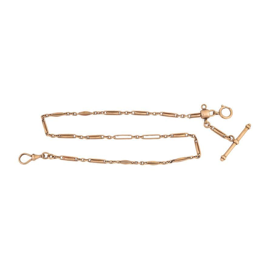 Gorgeous Antique 14K Rosy Yellow Gold  Chain, 18 inches, with T-Bar.