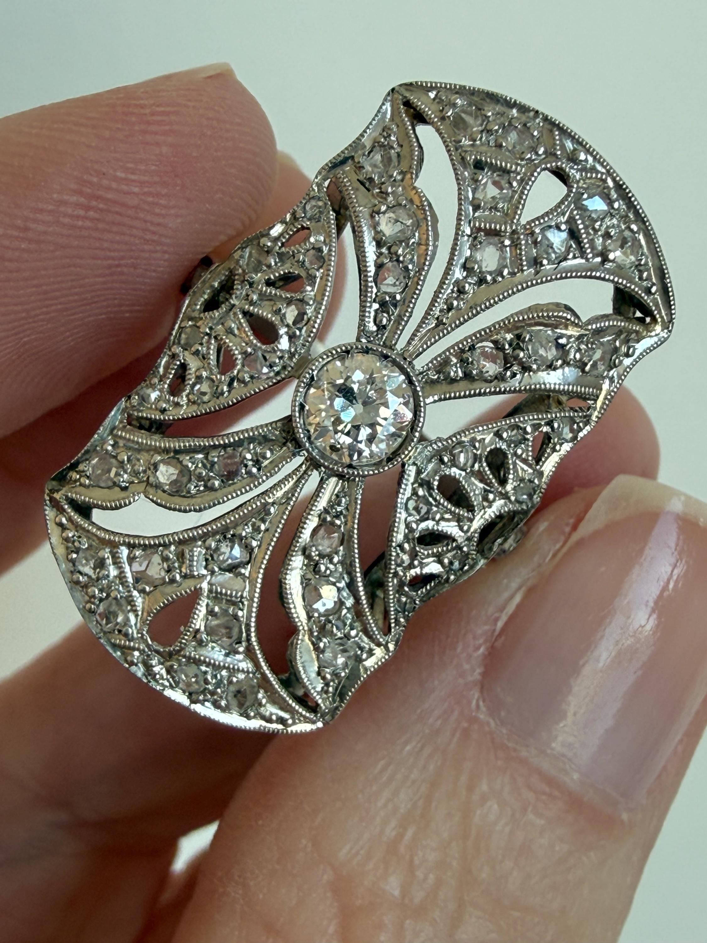Vintage Filigree Platinum Diamond Engagement Ring.