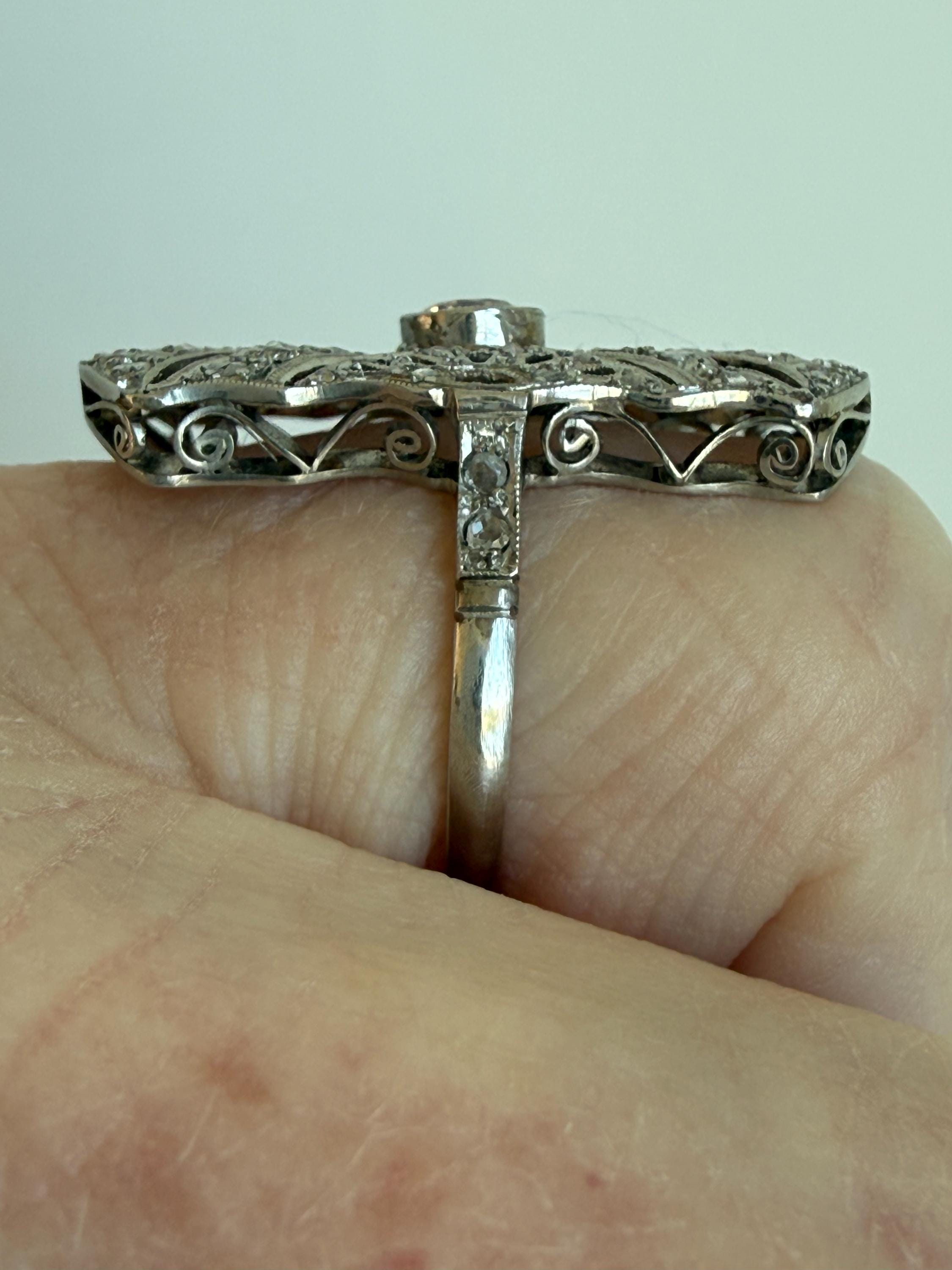 Vintage Filigree Platinum Diamond Engagement Ring.