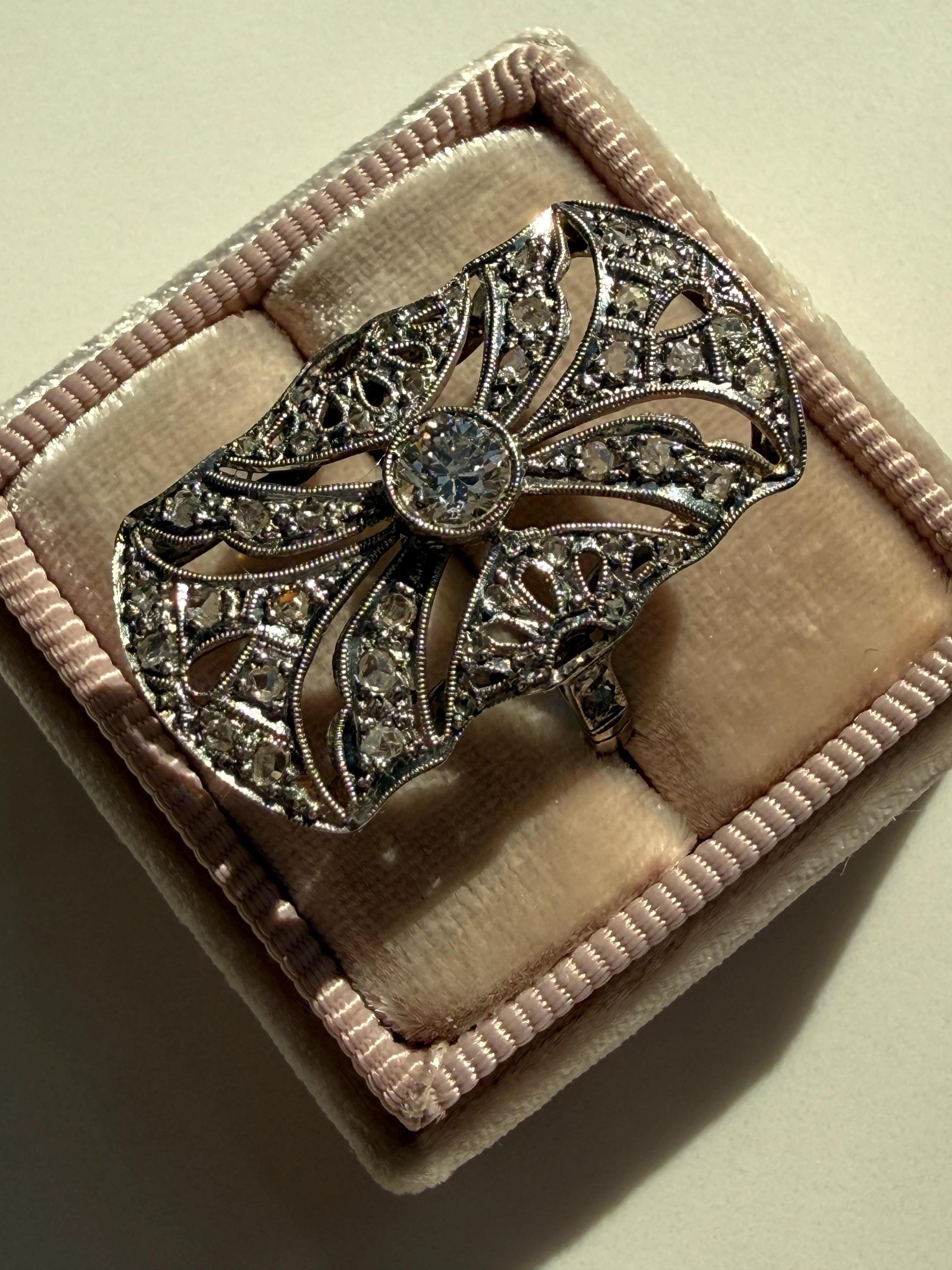 Vintage Filigree Platinum Diamond Engagement Ring.