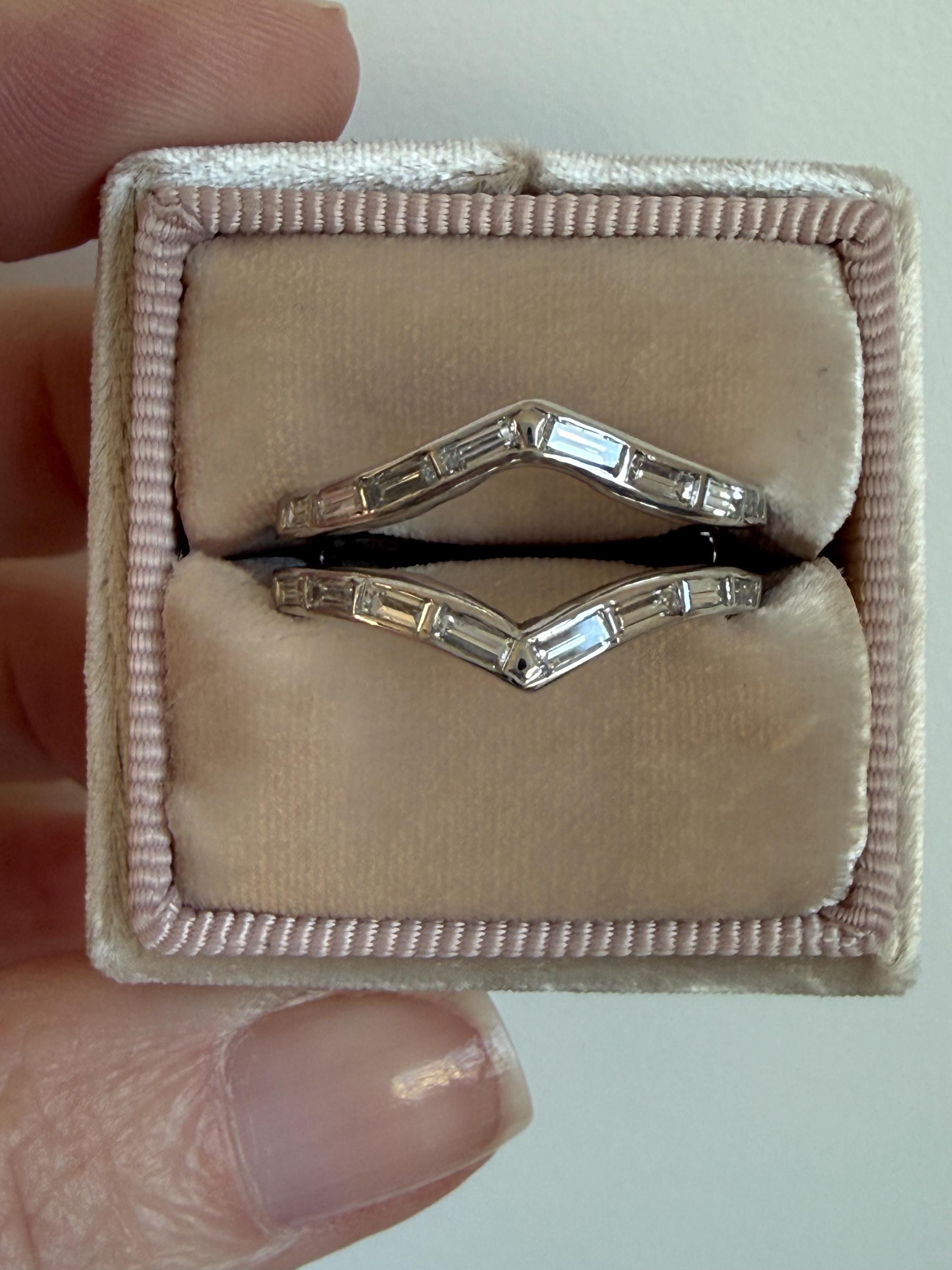 Vintage 14K White Gold Channel Set Baguette Diamond Wedding Band Jacket- 0.80ct