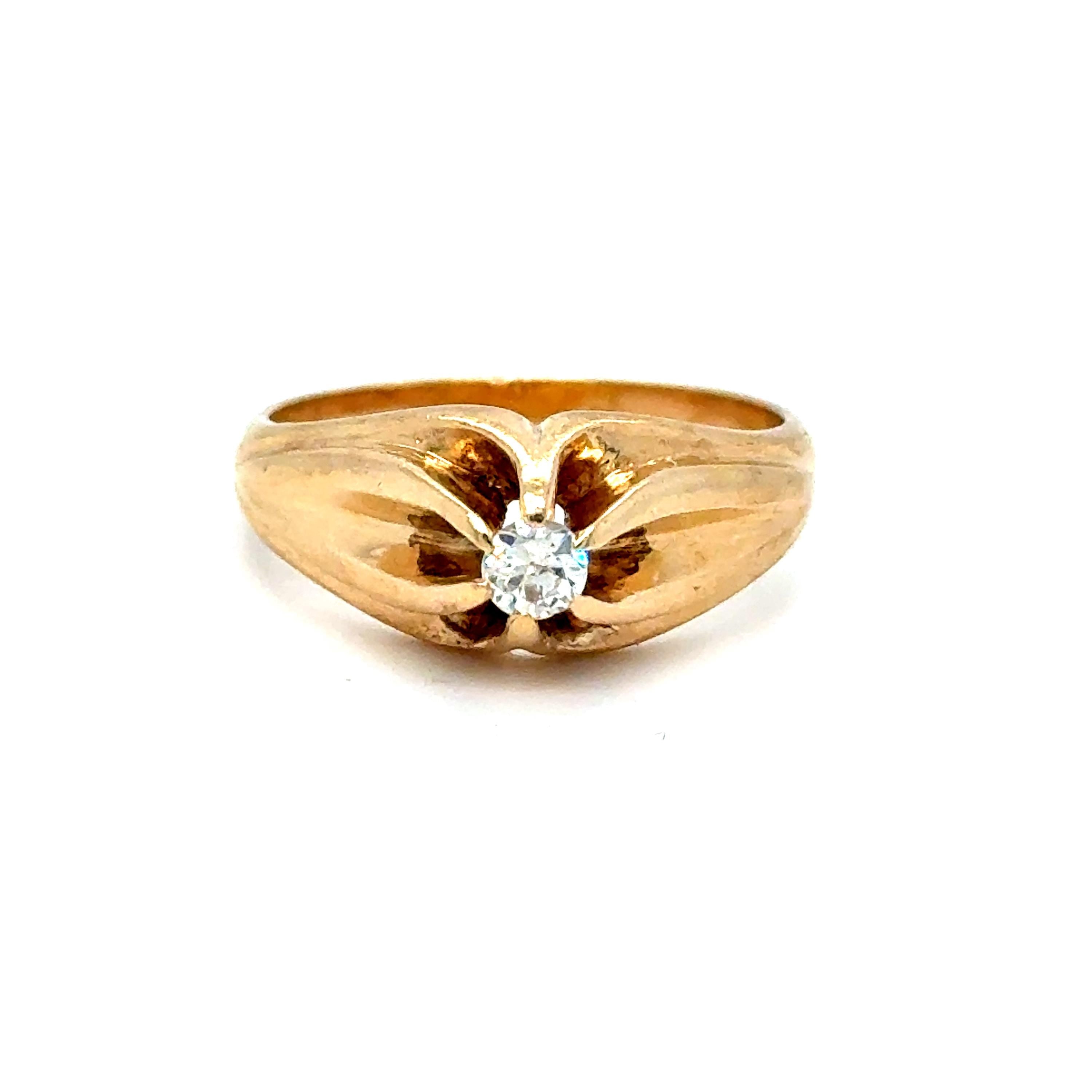 Antique Buttercup 14K Yellow Gold Diamond Solitaire Ring Engagement Ring.
