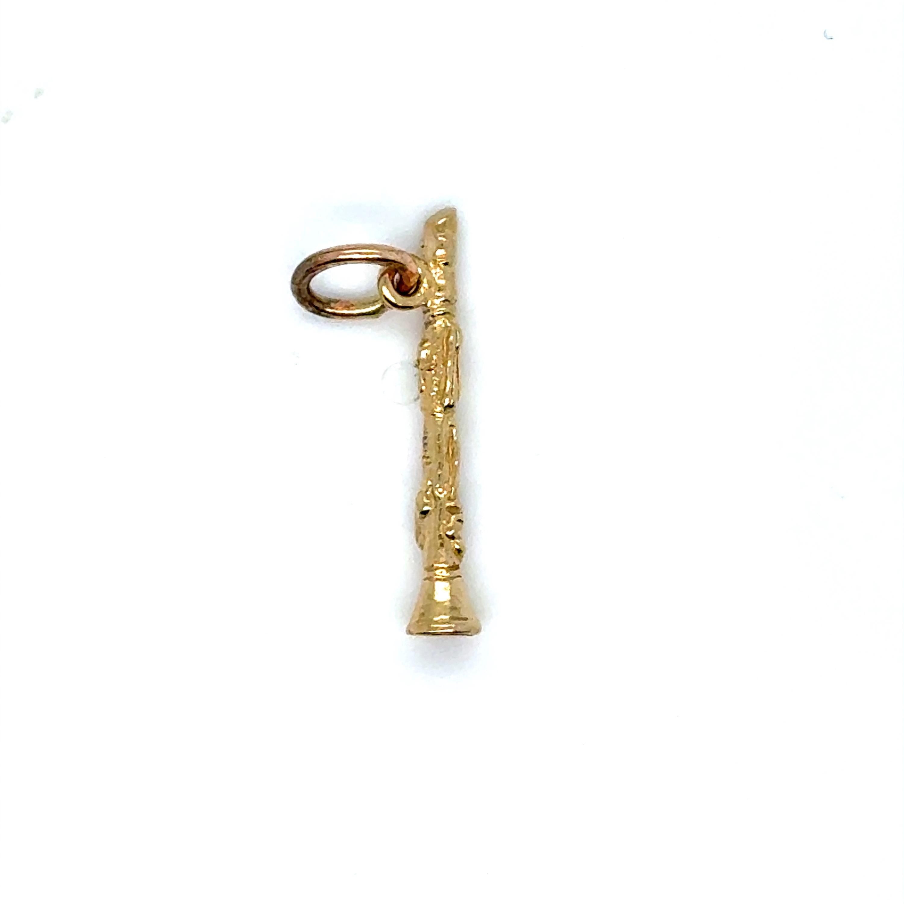 Vintage 14K Yellow Gold Clarinet Charm/ Pendant.