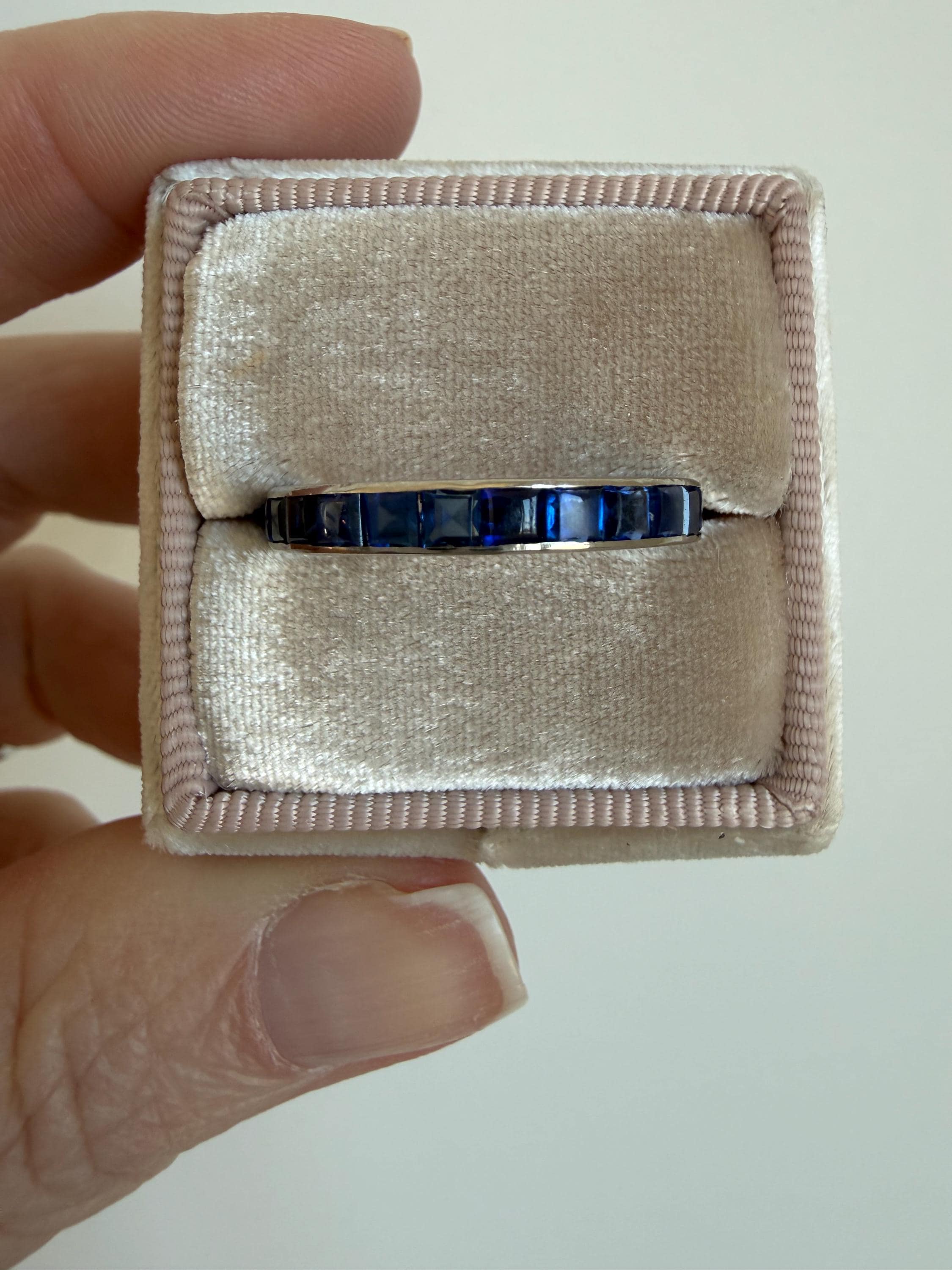 Vintage Platinum Sapphire Eternity Wedding Band - 2.80ct.
