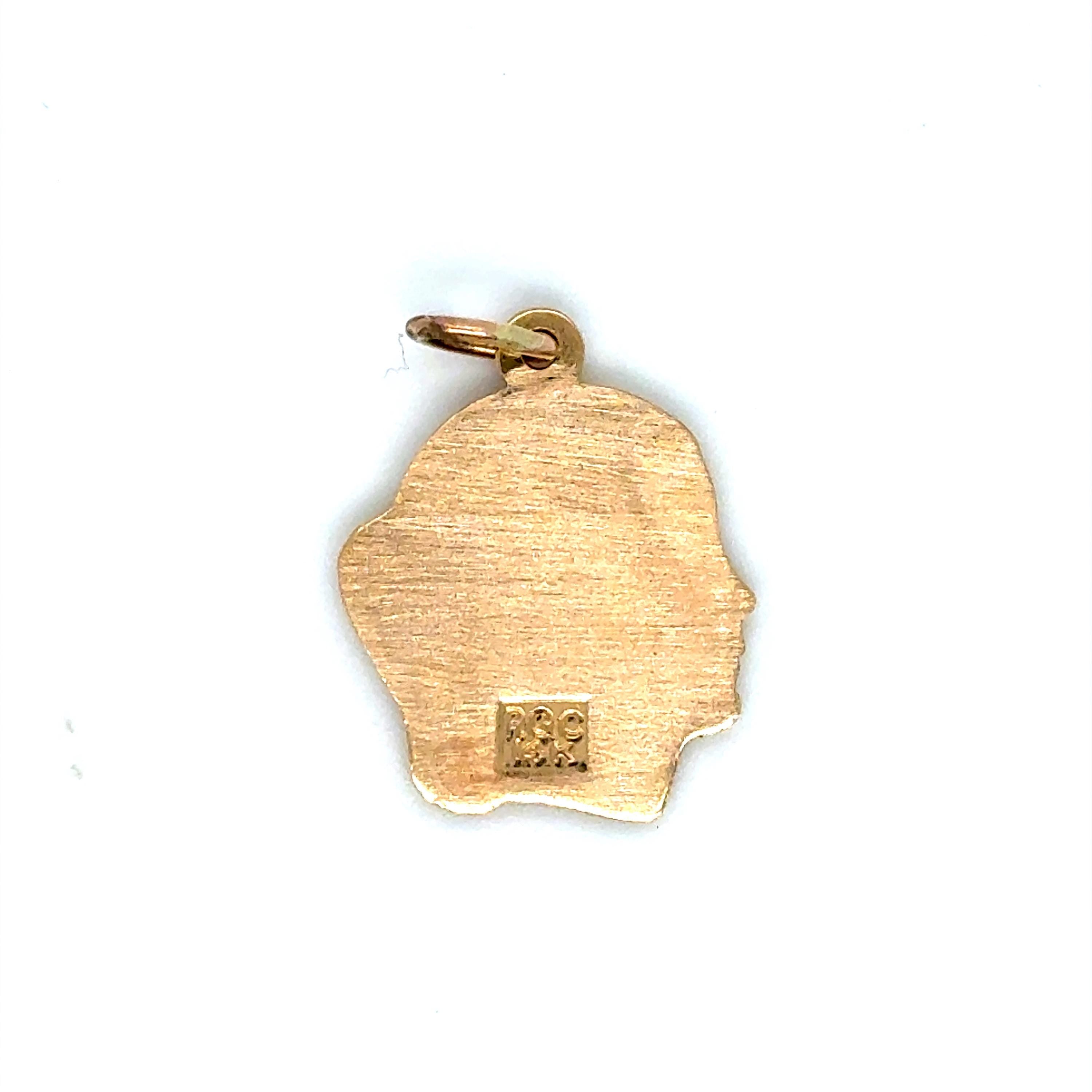 Vintage 14K Yellow Gold Large Girl Head Charm/ Pendant.
