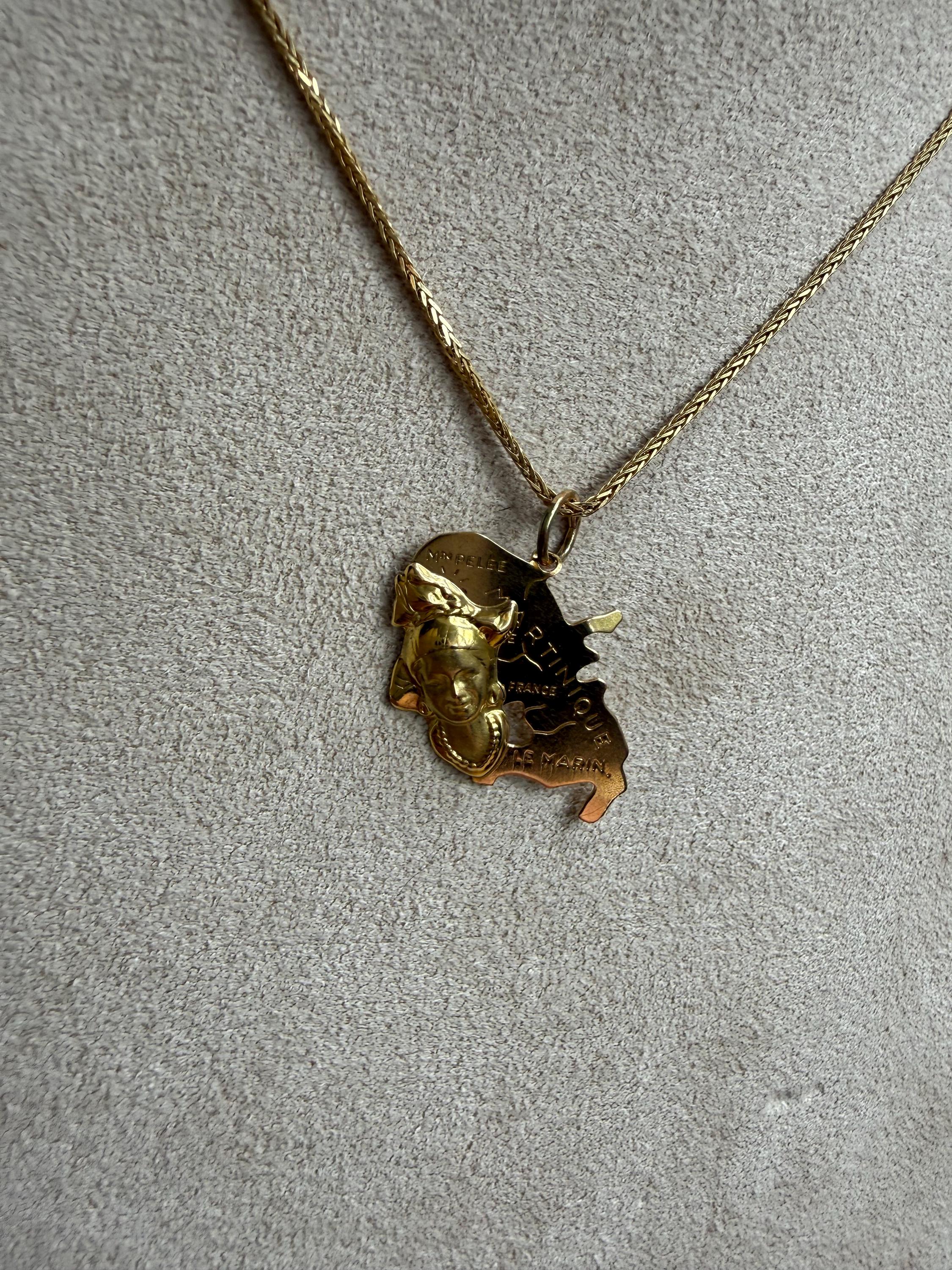 Vintage 18K Yellow Gold Martinique Charm/ Pendant.