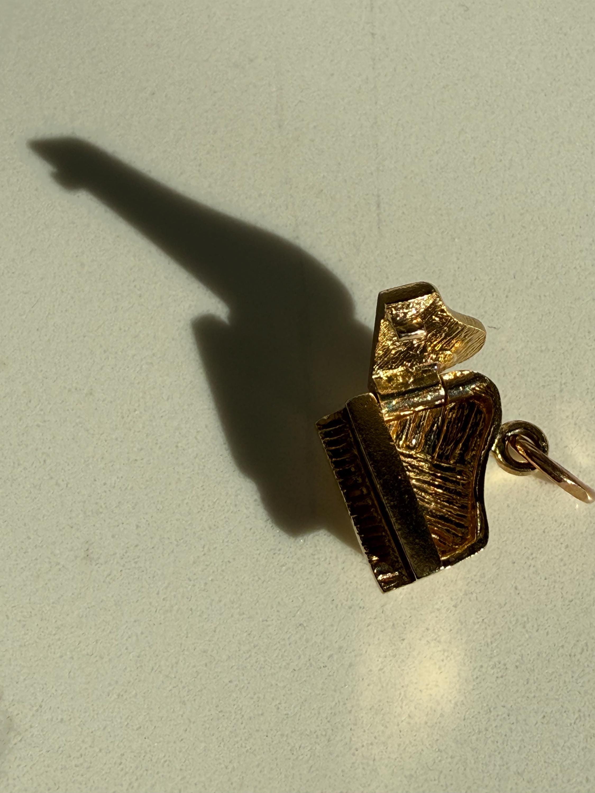 Vintage 10K Yellow Gold Piano Charm/ Pendant.
