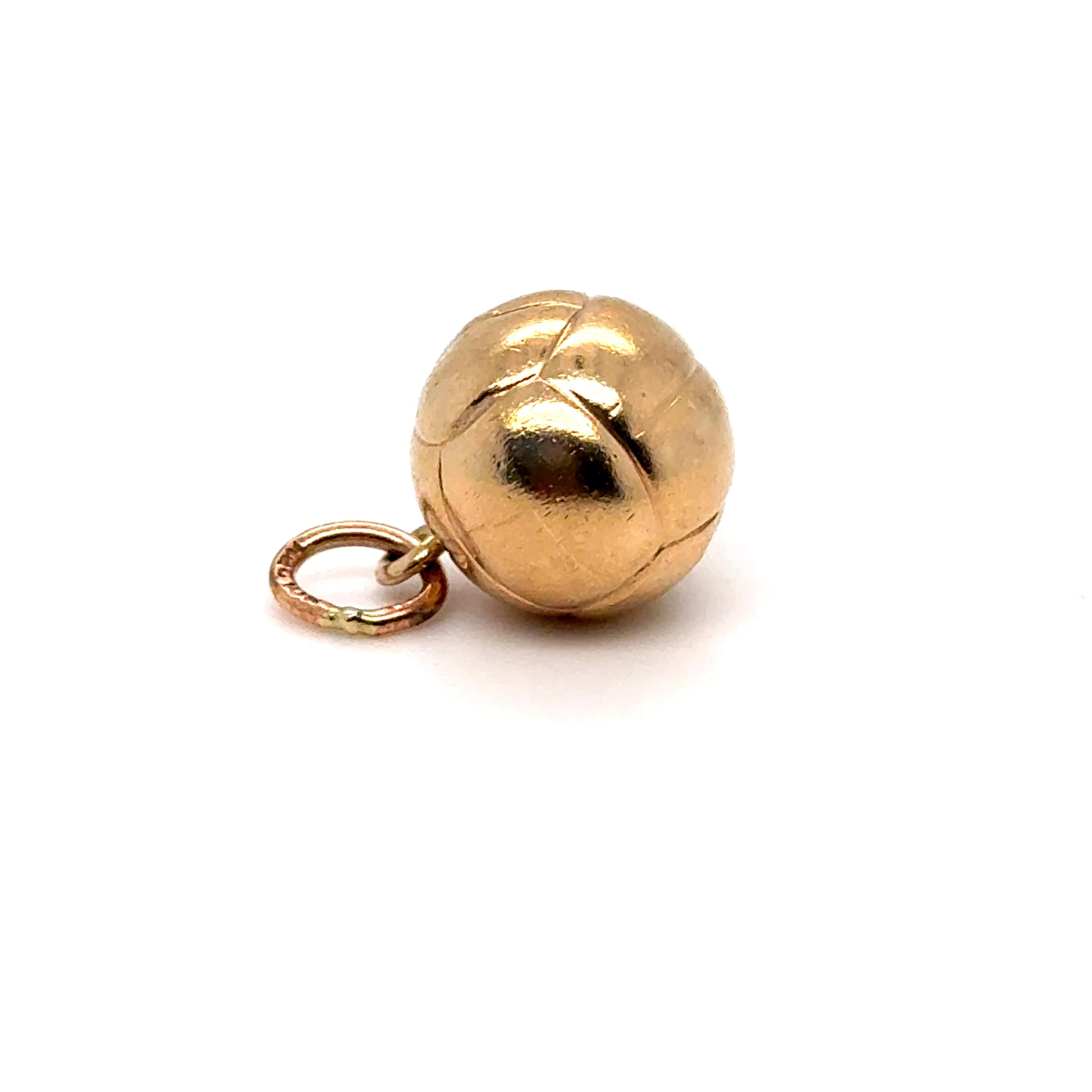 Vintage 10K Yellow Gold VolleyBall Charm/ Pendant.