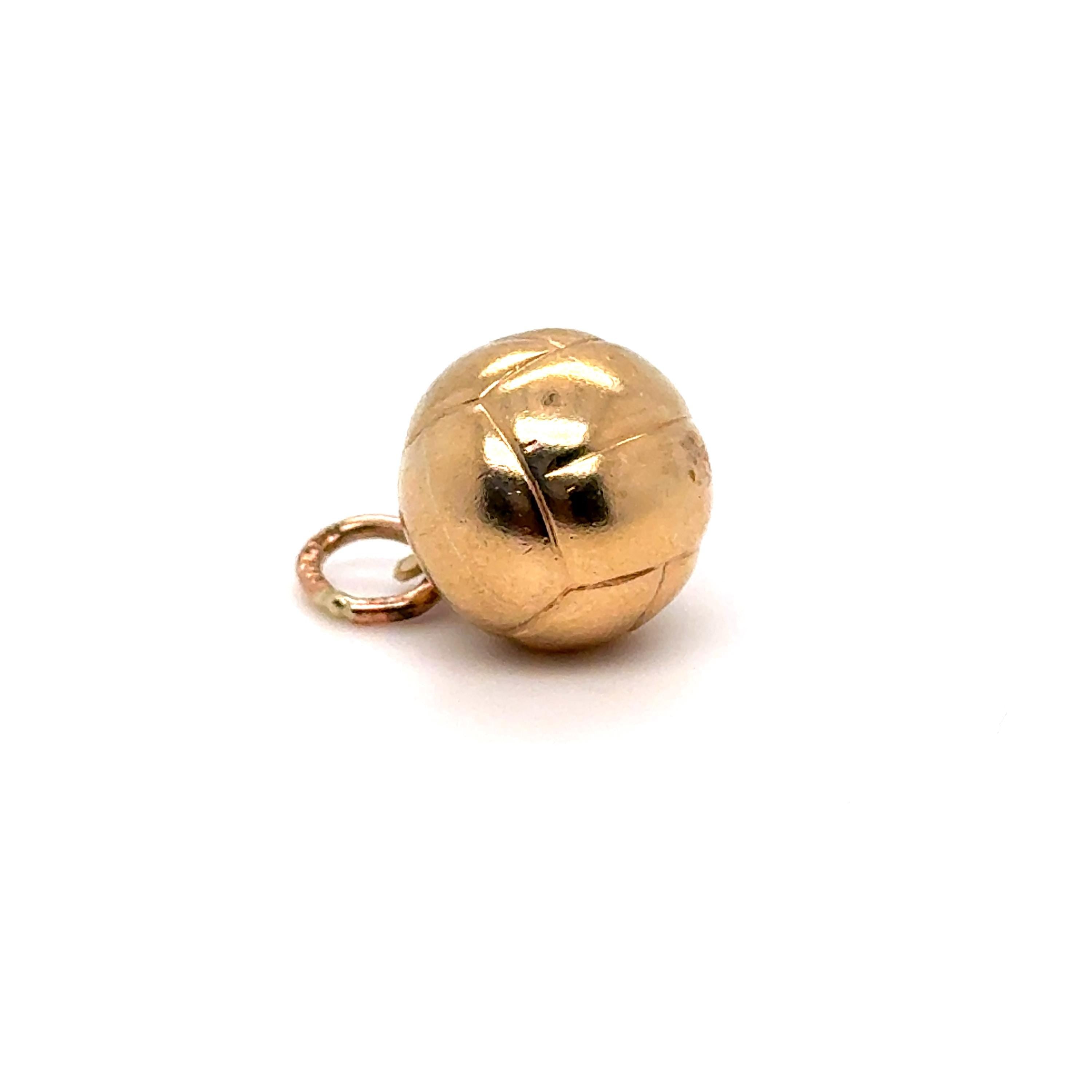 Vintage 10K Yellow Gold VolleyBall Charm/ Pendant.