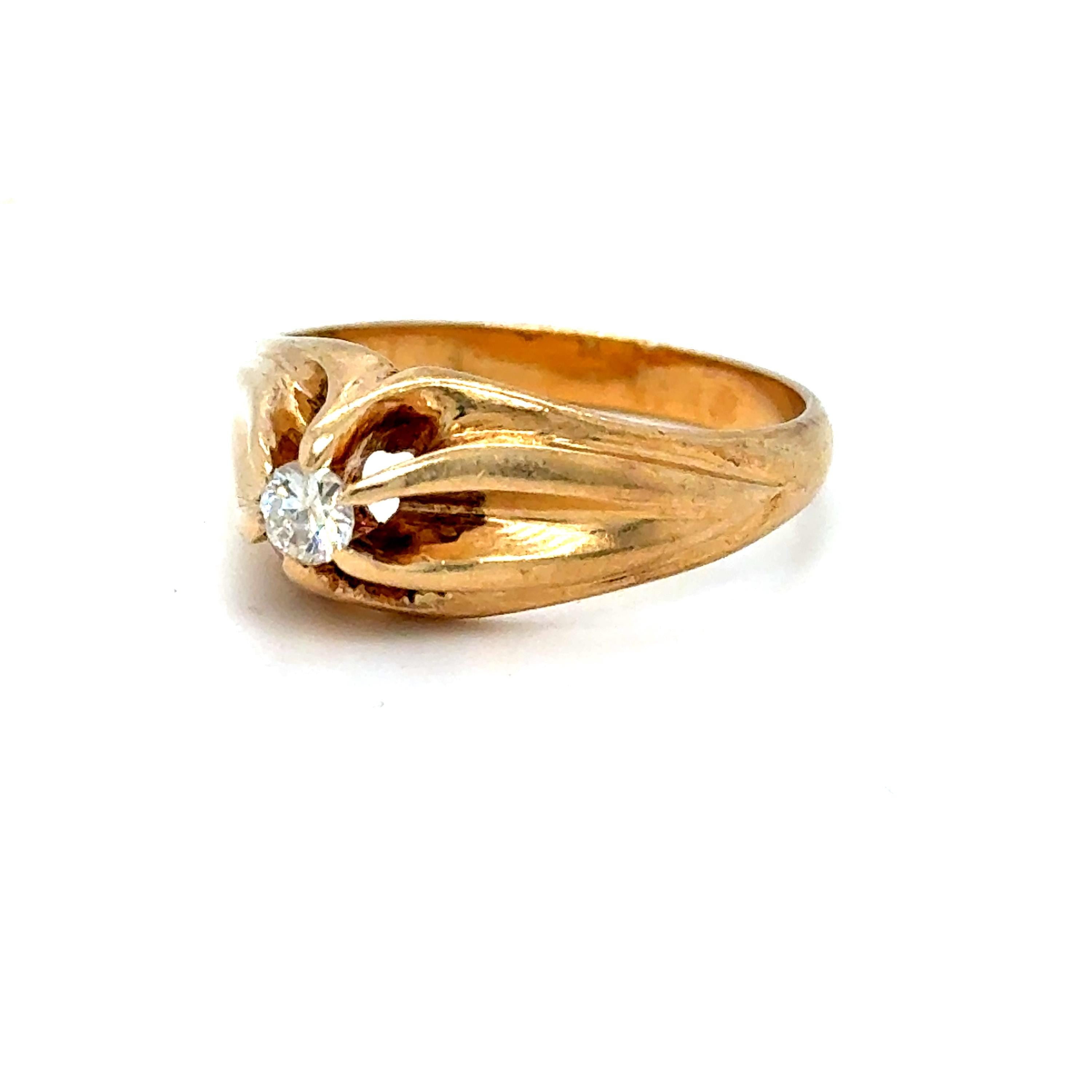 Antique Buttercup 14K Yellow Gold Diamond Solitaire Ring Engagement Ring.