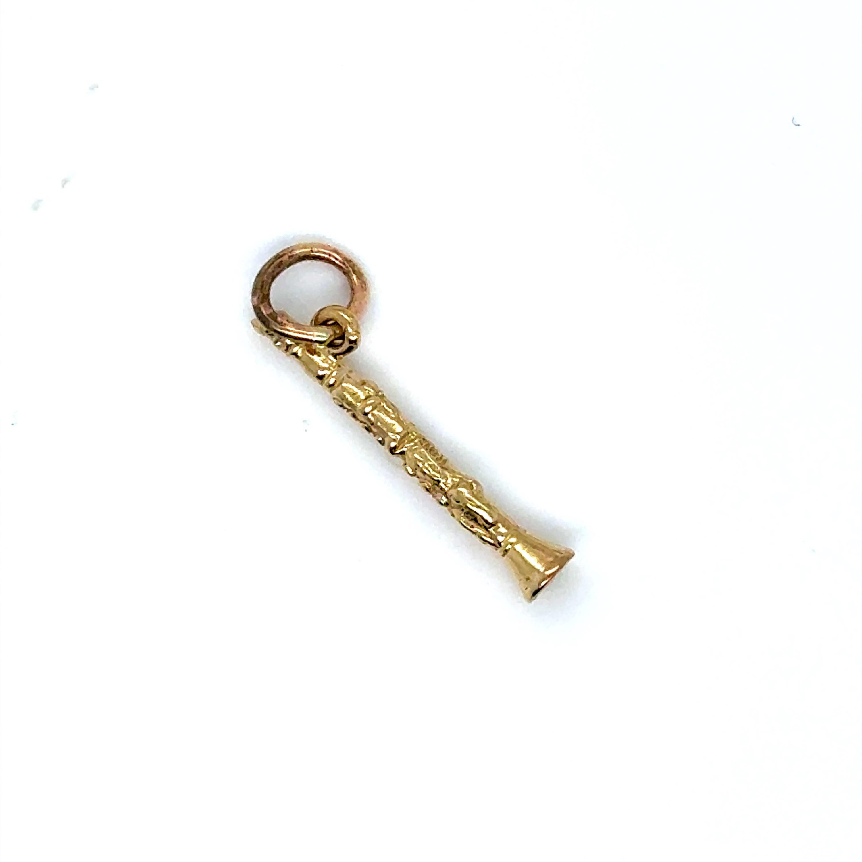 Vintage 14K Yellow Gold Clarinet Charm/ Pendant.