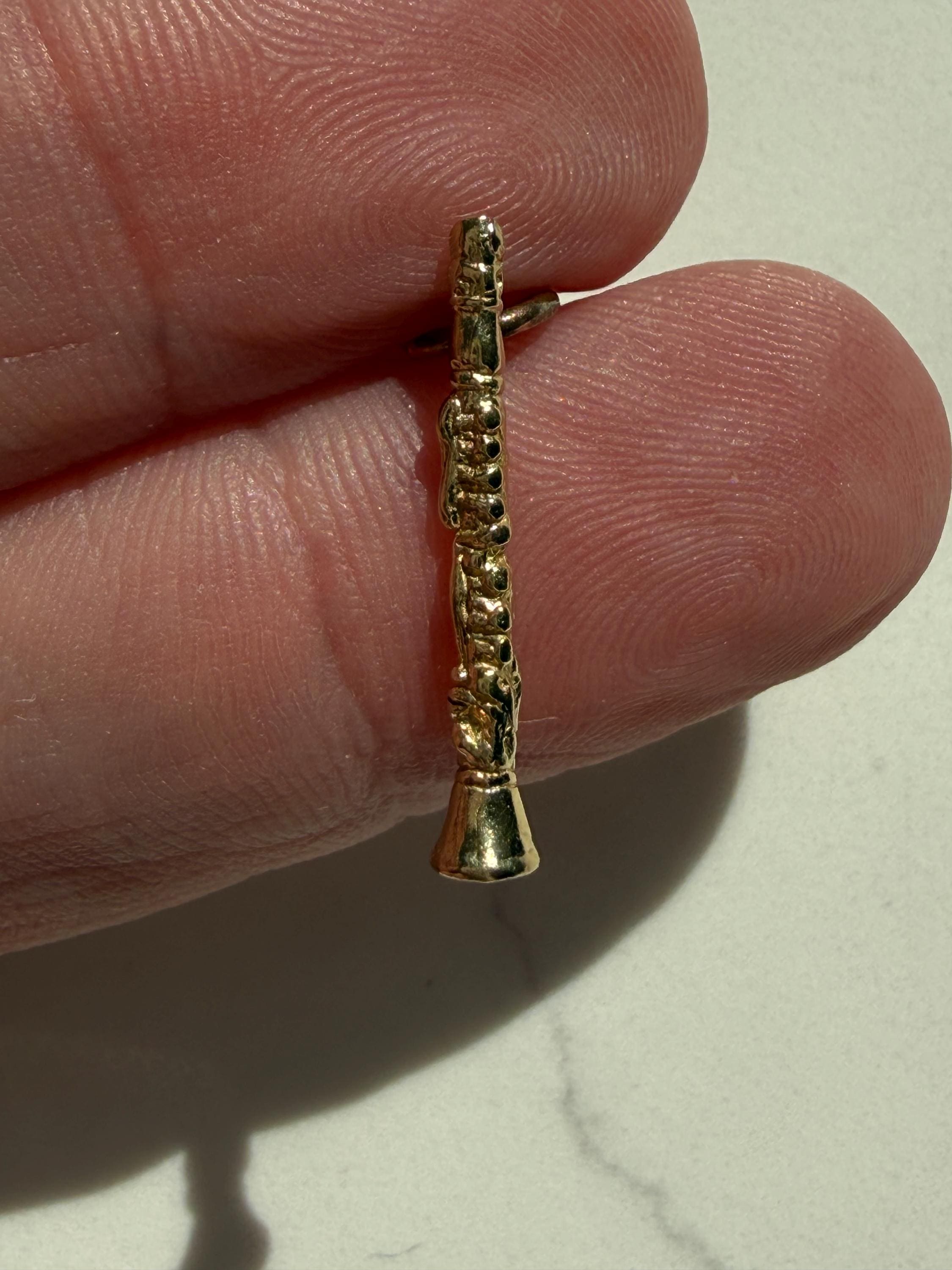 Vintage 14K Yellow Gold Clarinet Charm/ Pendant.