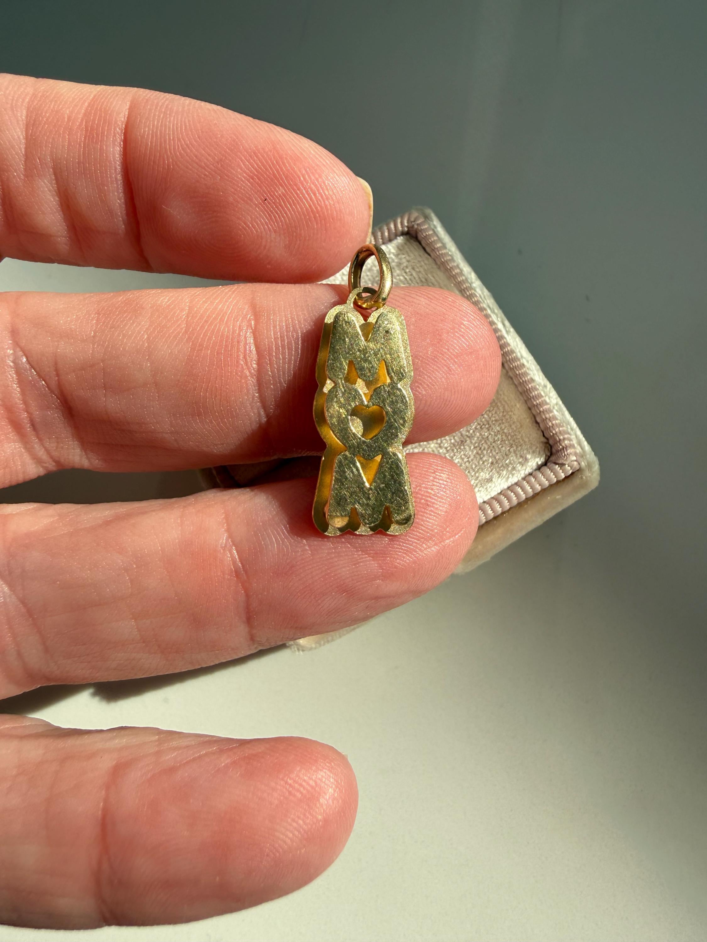 Vintage 14K Yellow Gold MOM Pendant/ Charm.